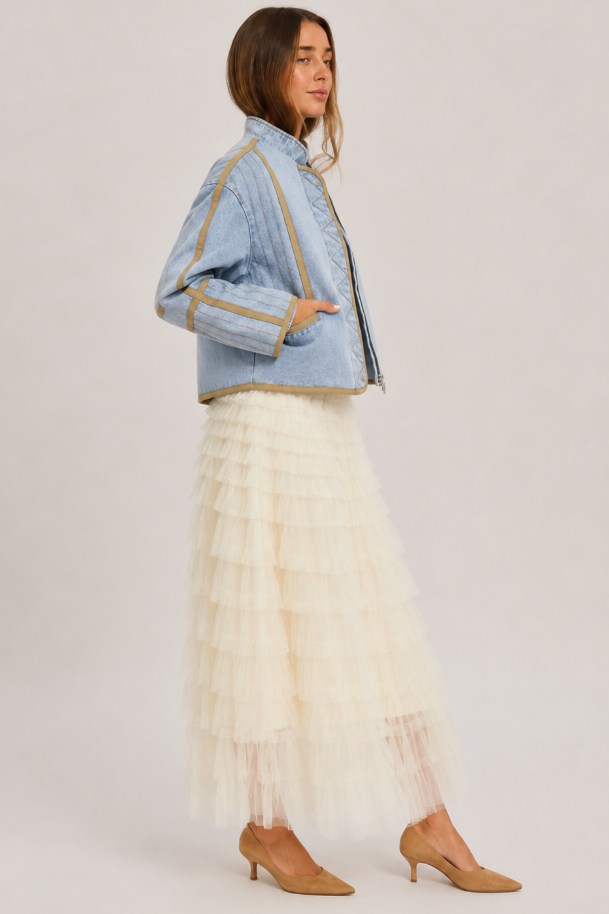 Free and Forward Quilted Denim Jacket