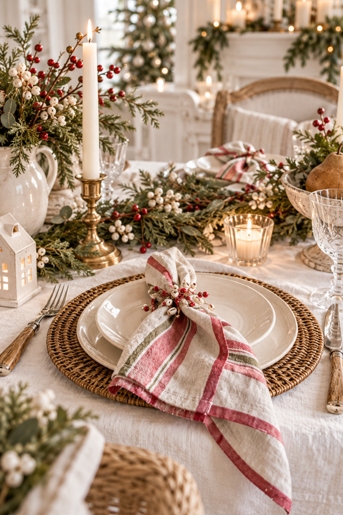 Red Selvedge Stripe Linen Napkin