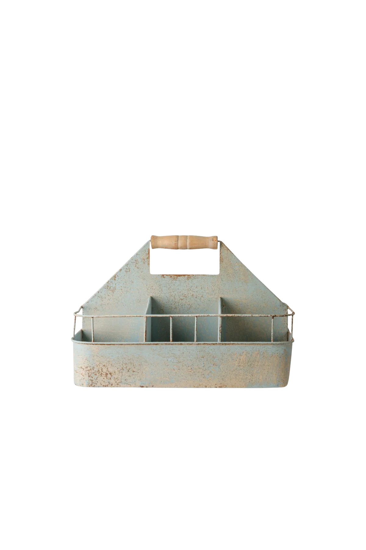 Vintage Metal Garden Tool Crate Antique Blue