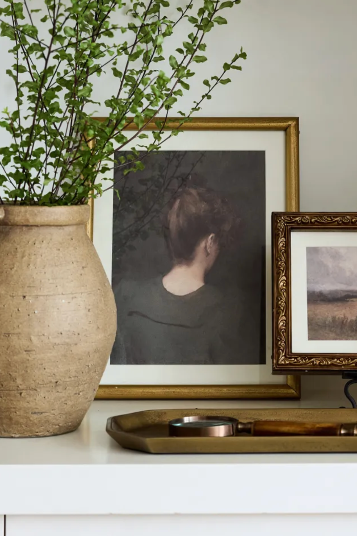 Vintage Portrait Lady in Green Wall Art