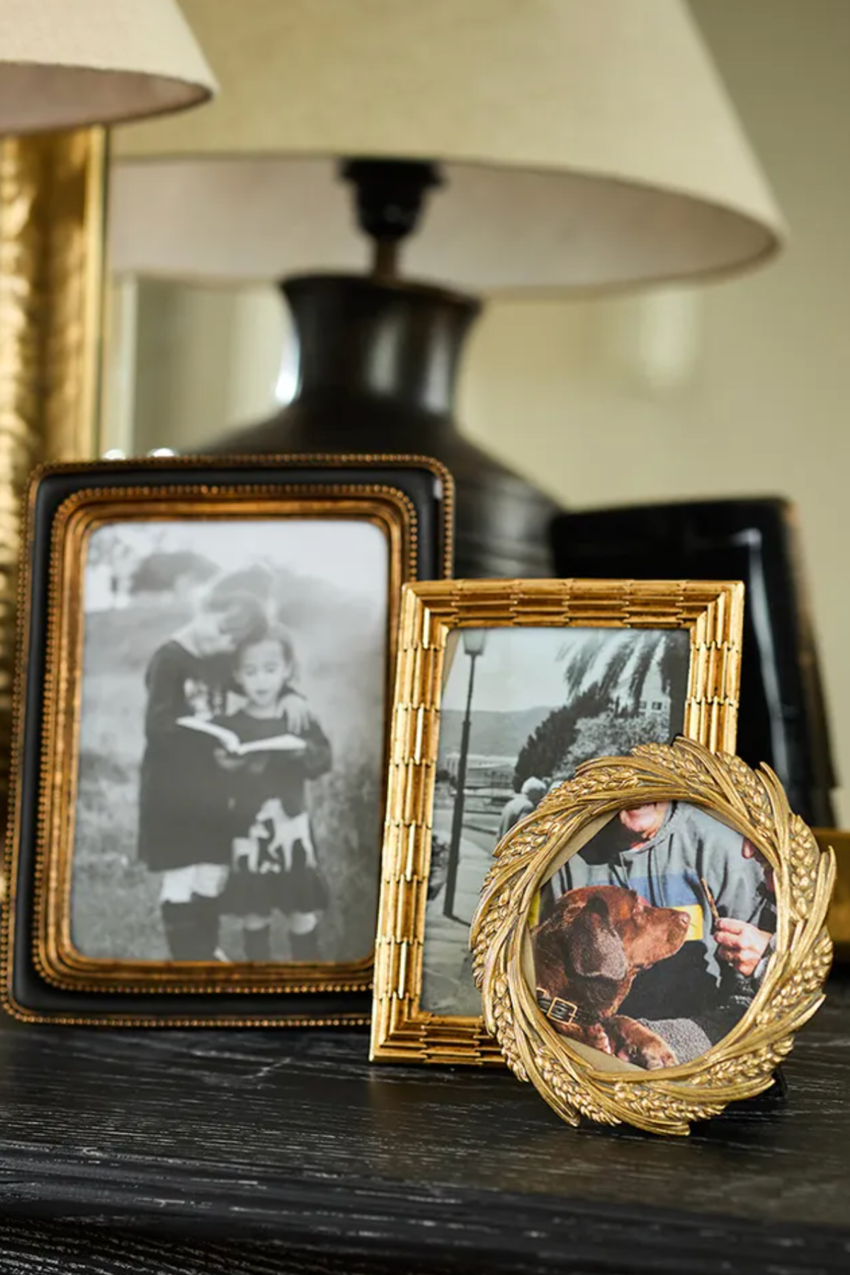 Wheat Round Photo Frame Champagne