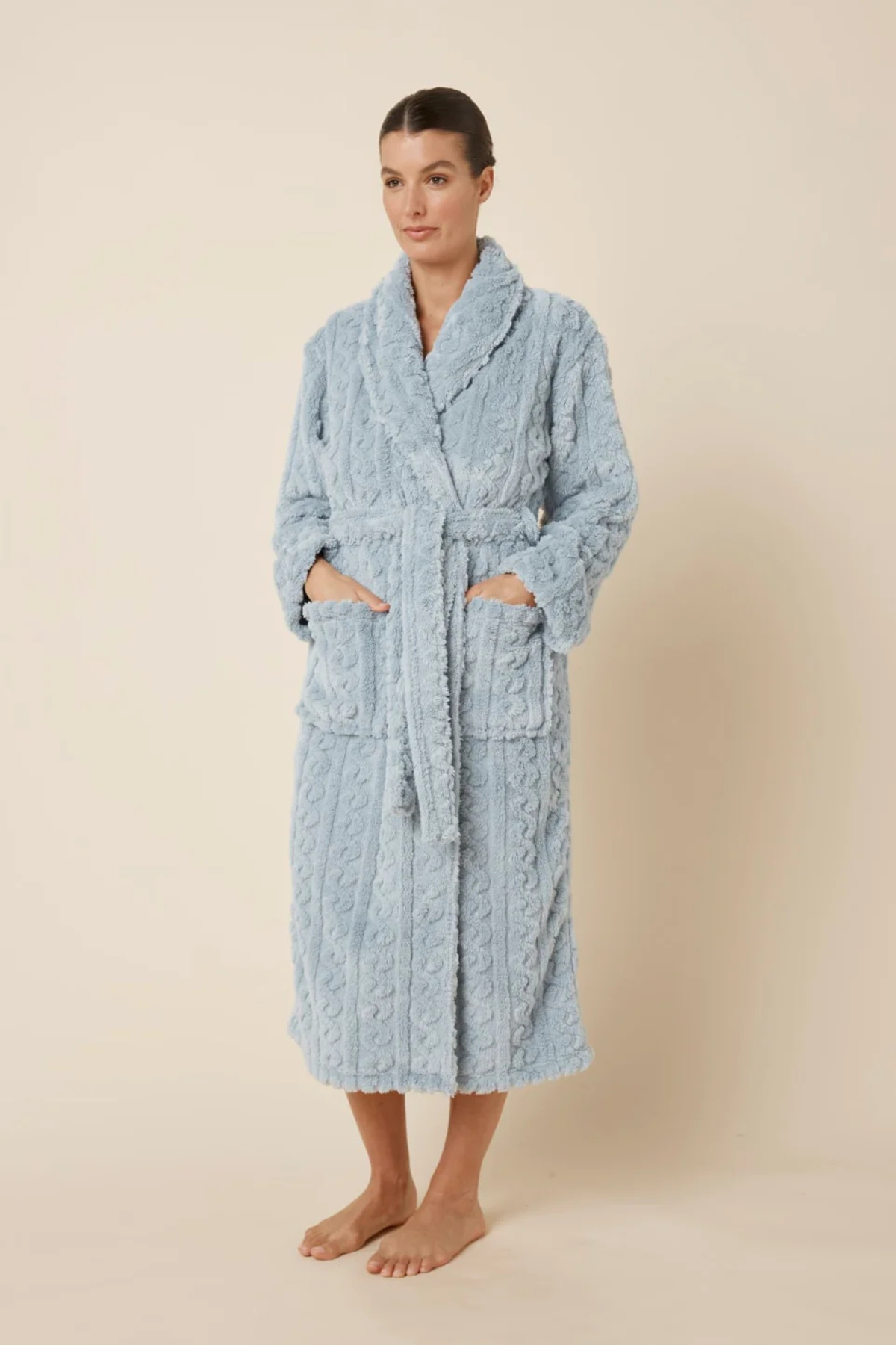 Gabriella Plush Long Robe Blue
