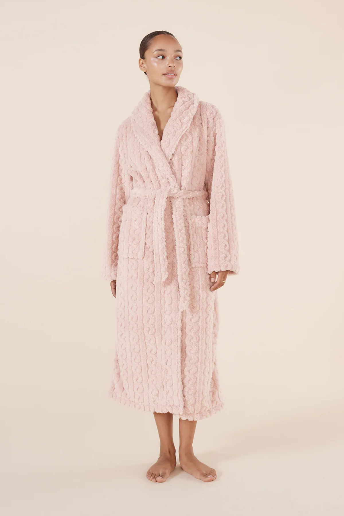 Gabriella Plush Long Robe Pink