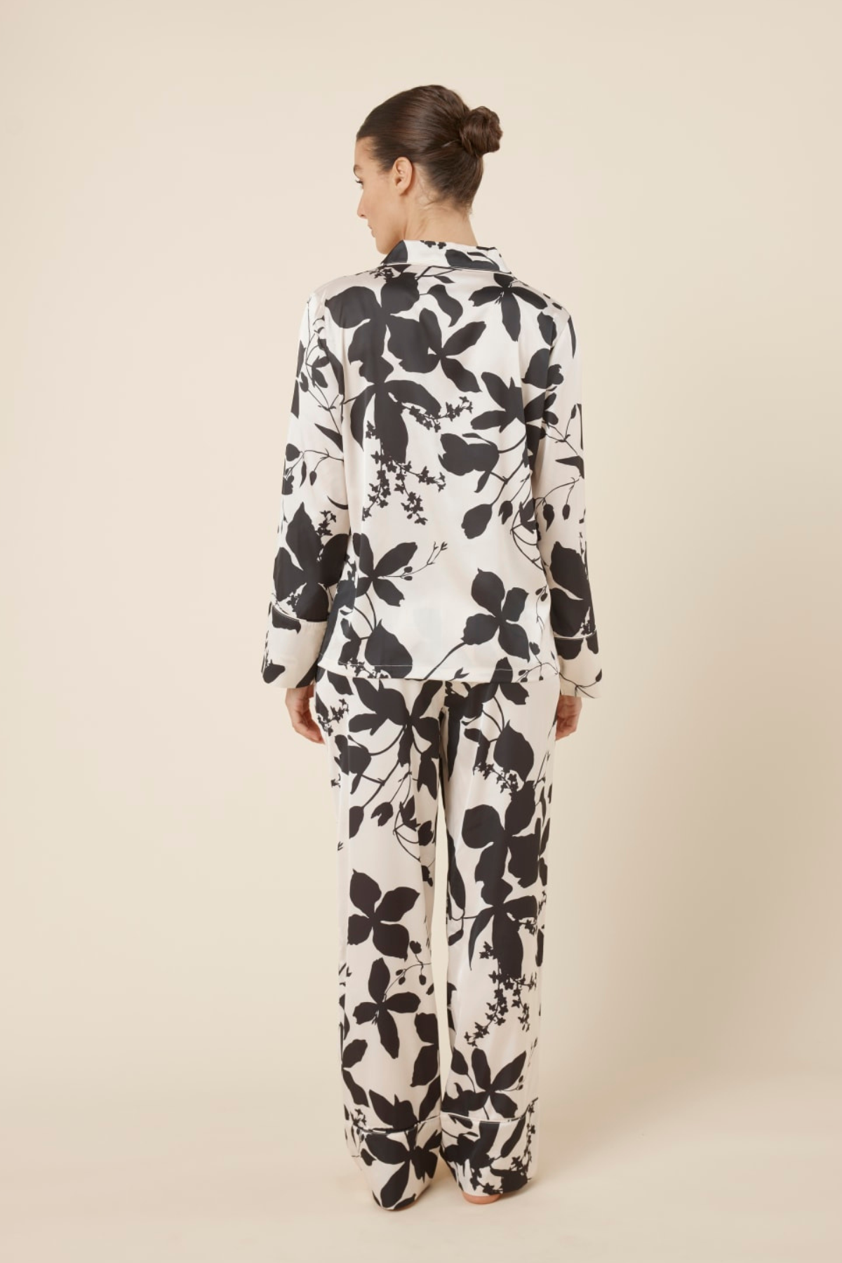 Ivy Silky Satin PJ Set Black