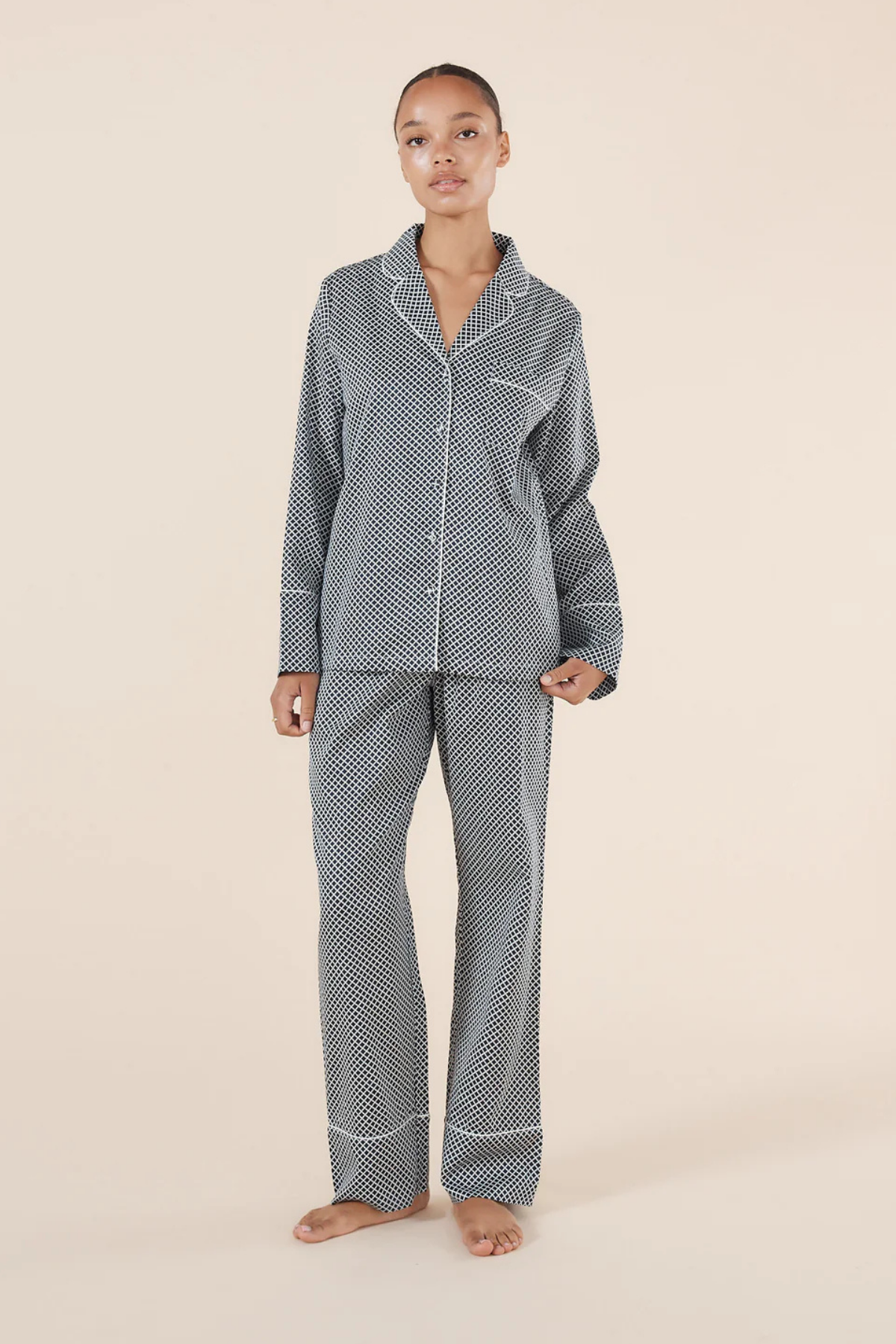 Sky Diamond Cotton PJ Navy