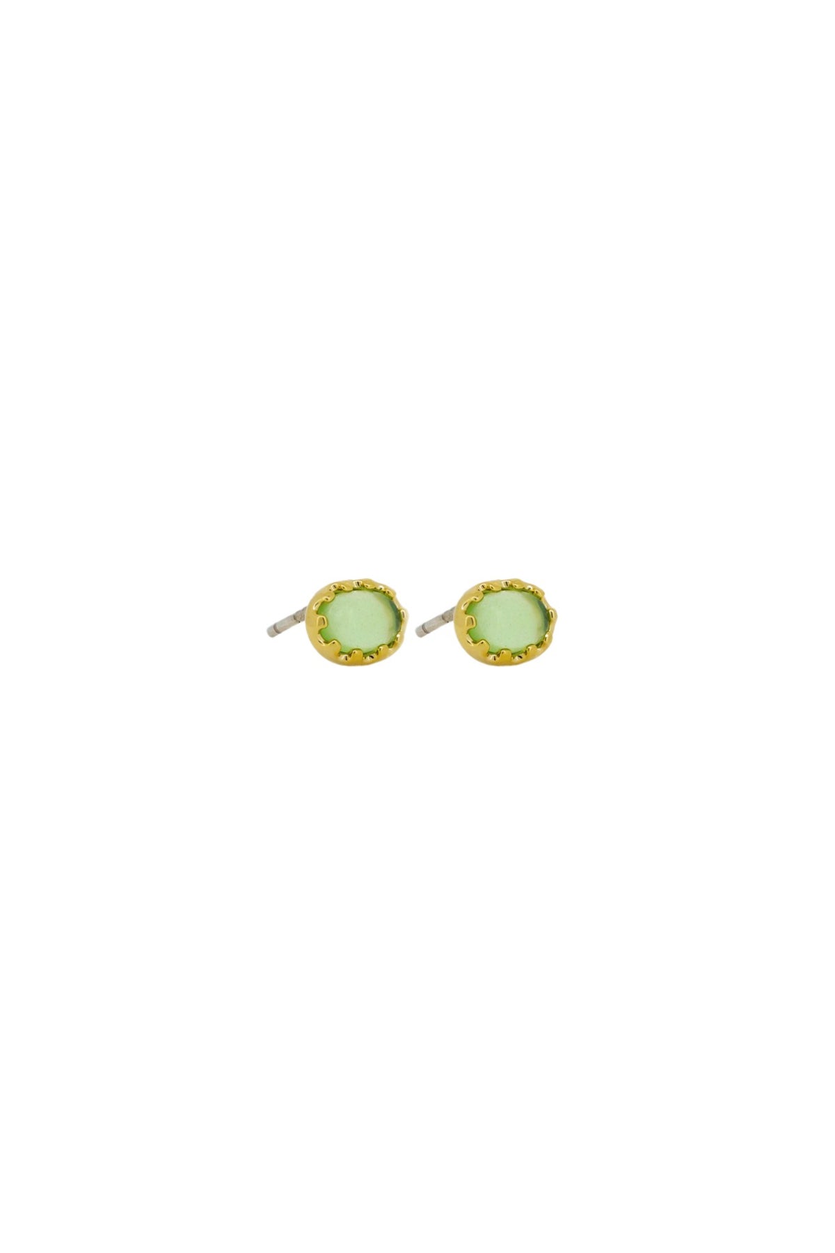 Gold & Green Oval Studs