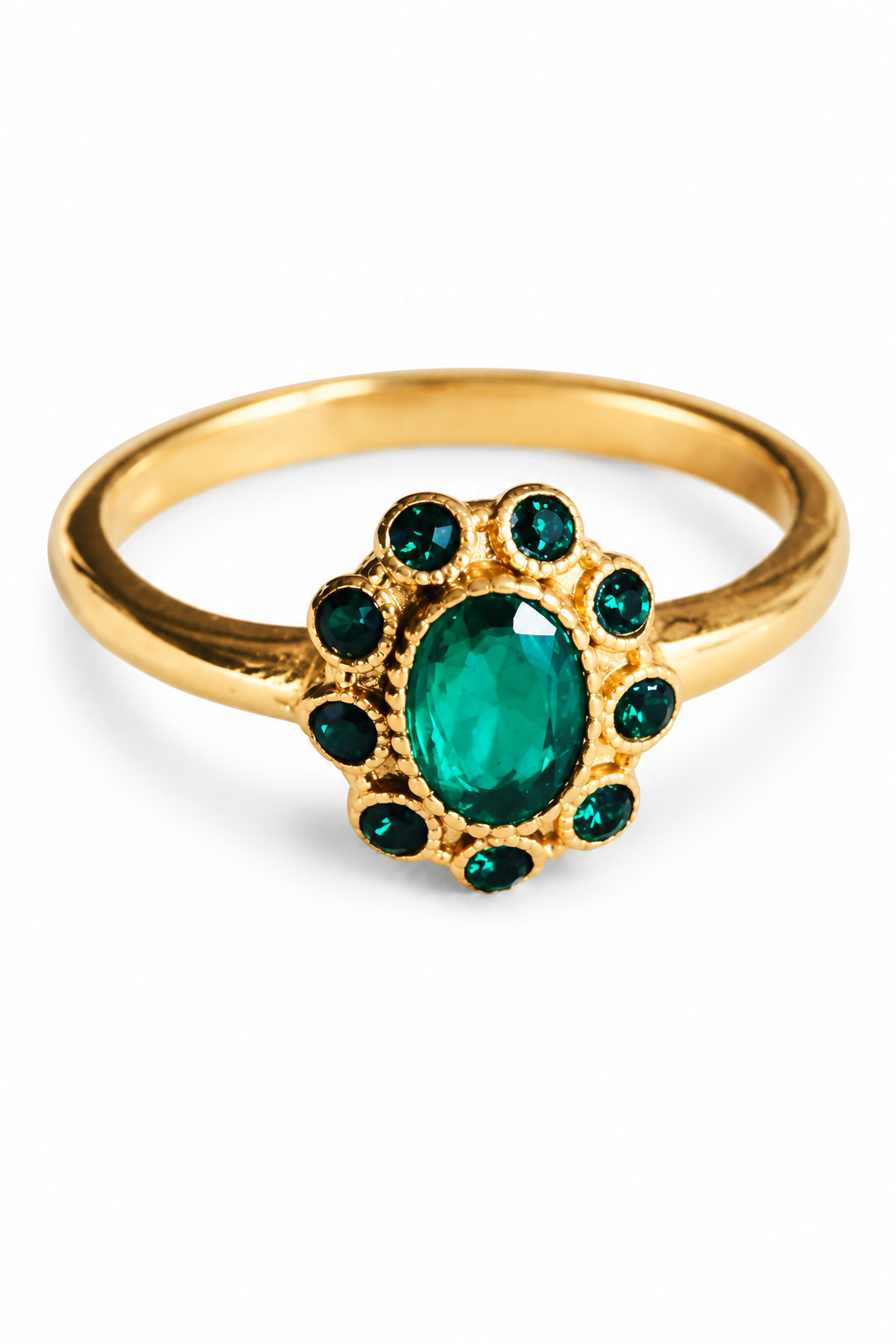 Vintage Emerald Stone & Pearl Ring