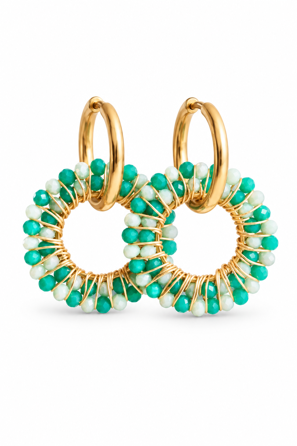 Earring Facet Pendant Green