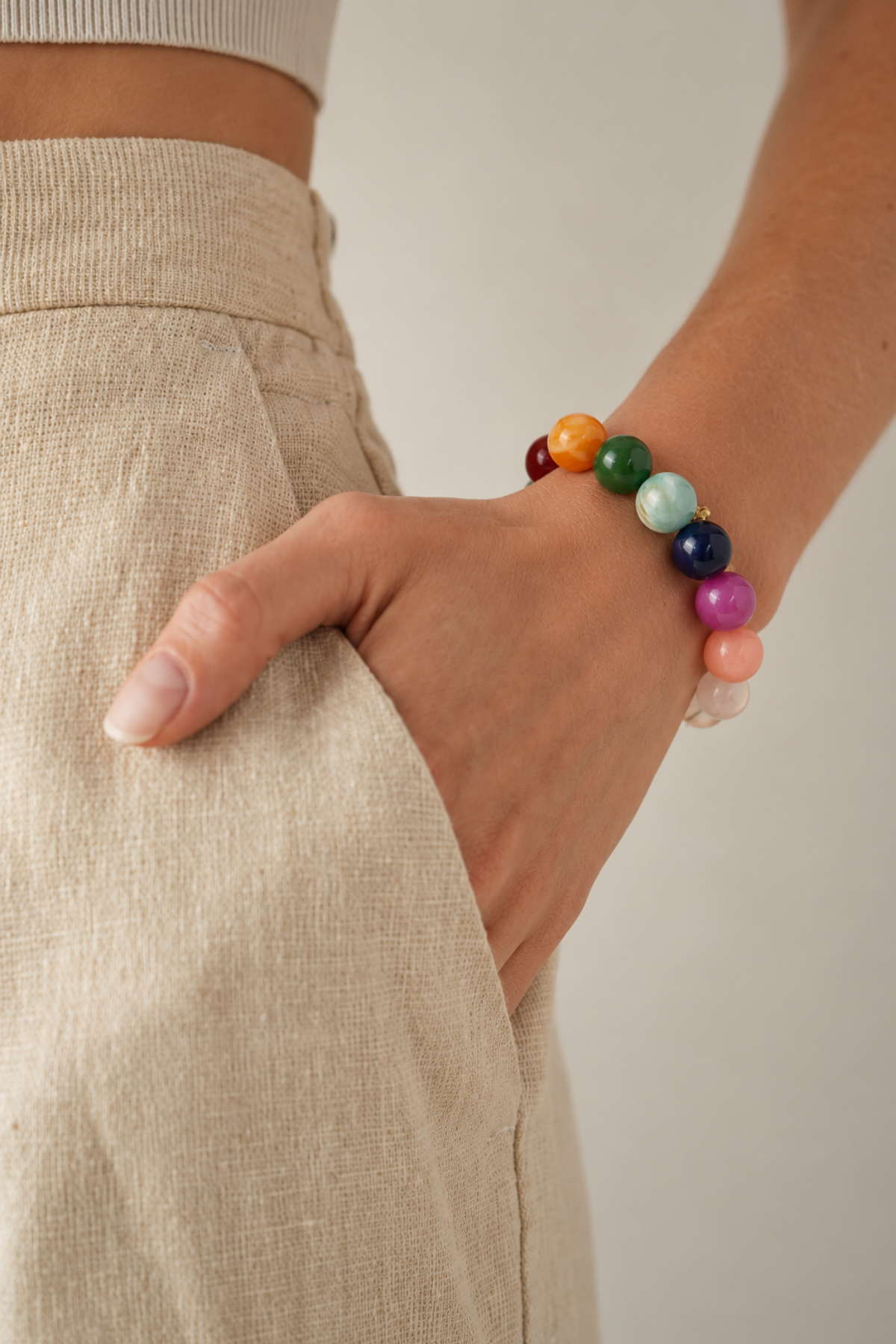 Cece Large Resin Bead Bracelet Multi