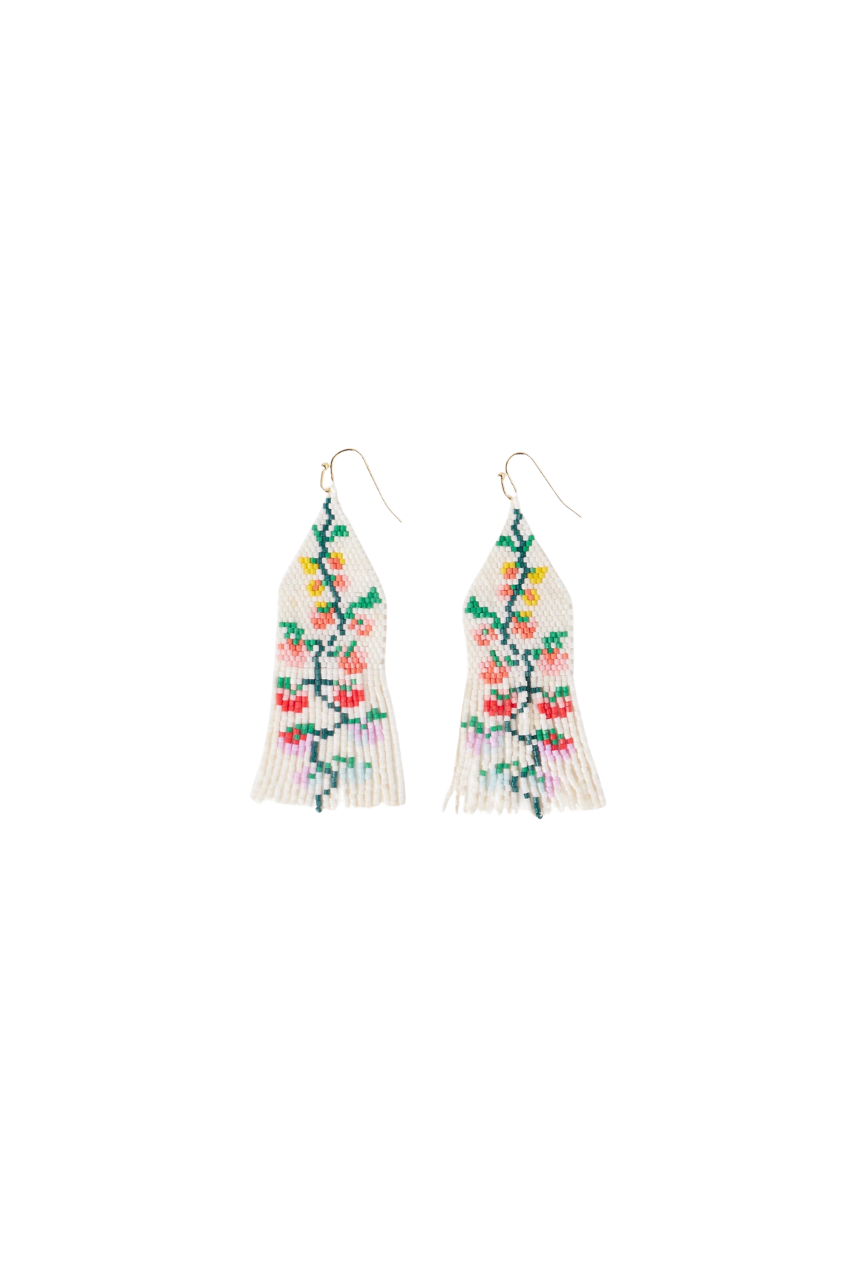 Delilah Multi Floral Beaded Fringe Earrings Rainbow