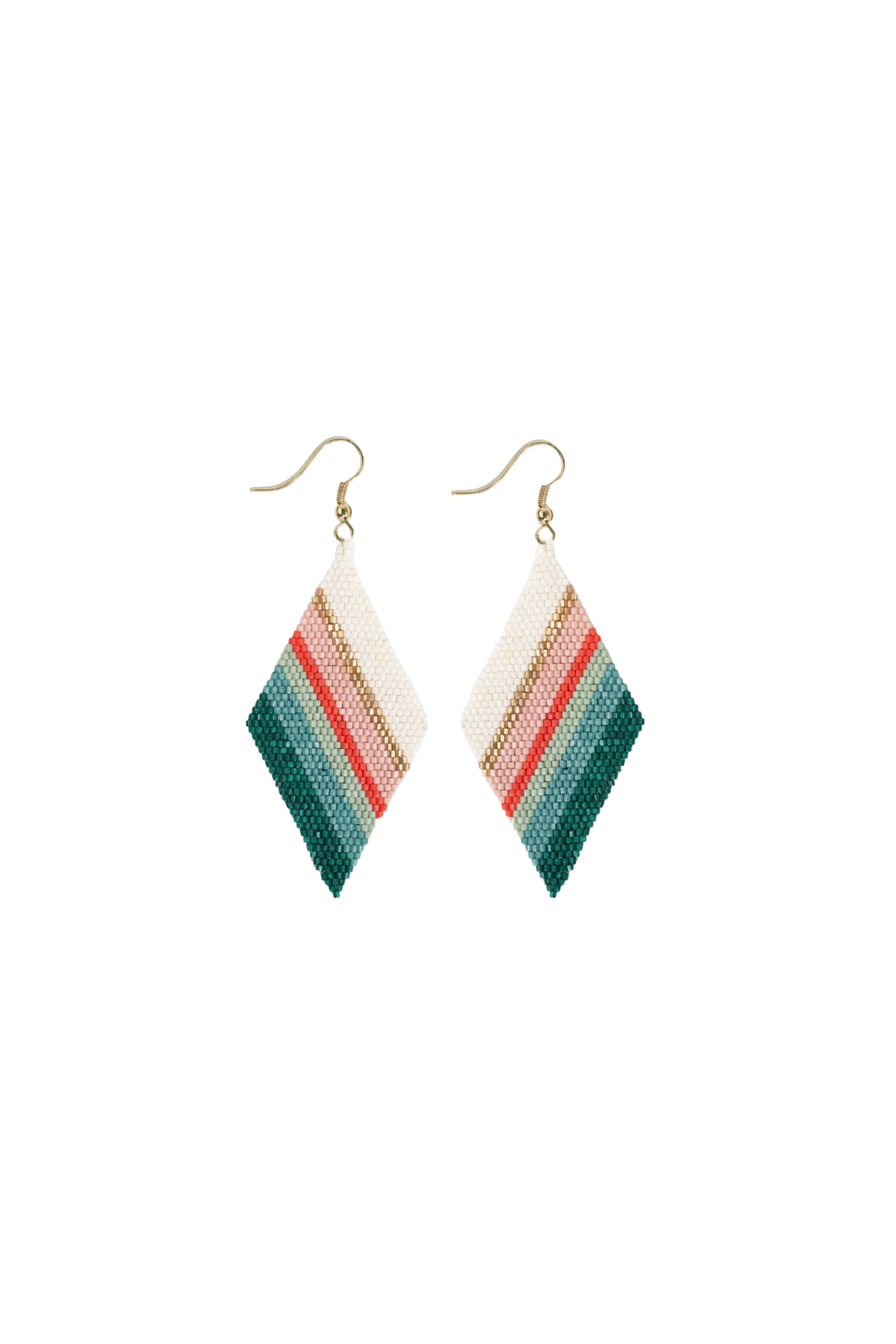 Frida Mixed Stripe Beaded Earrings Teal Poppy