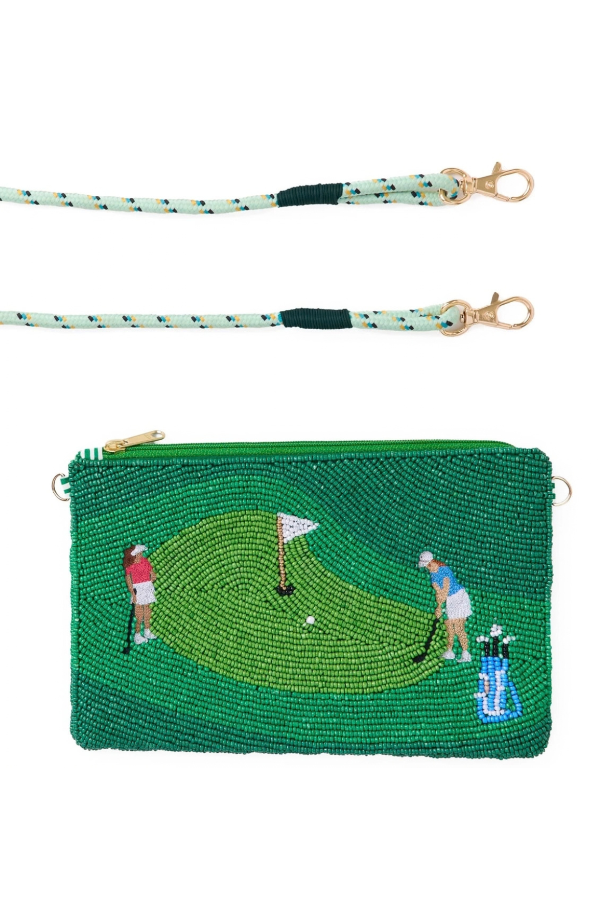 Leila Golf Seed Bead Clutch With Strap