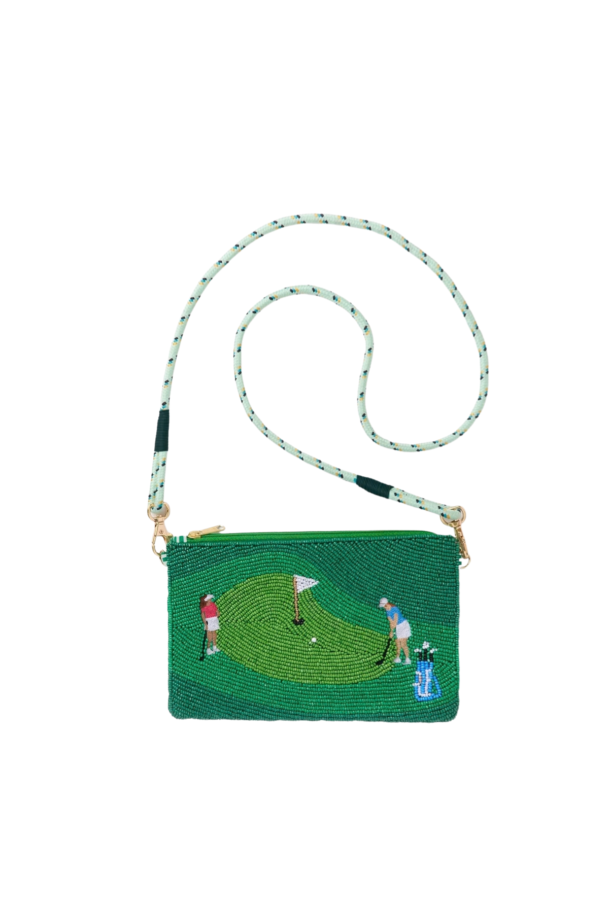 Leila Golf Seed Bead Clutch With Strap