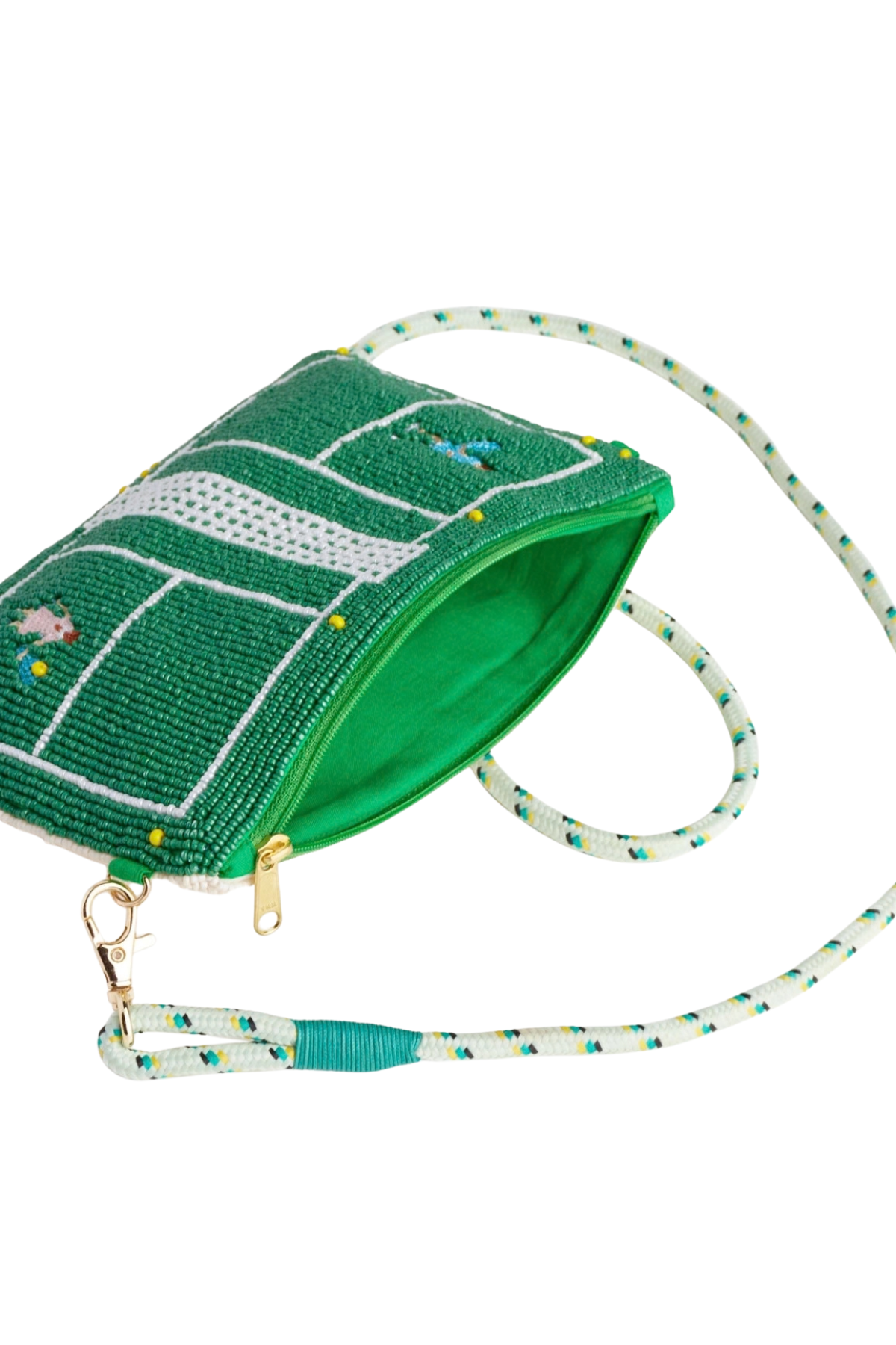 Leila Tennis Seed Bead Clutch With Strap