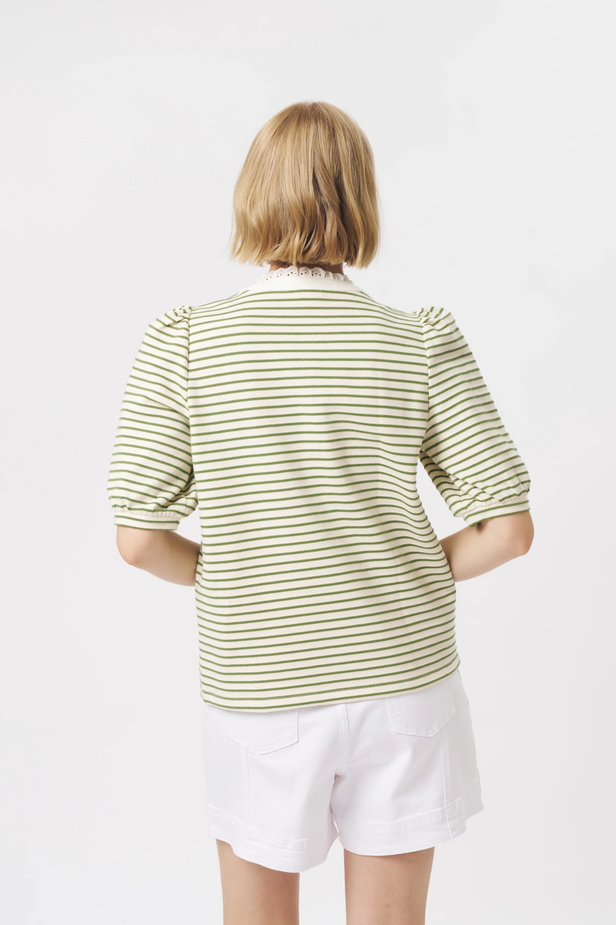 Jacqueline Blouse Green White Stripe