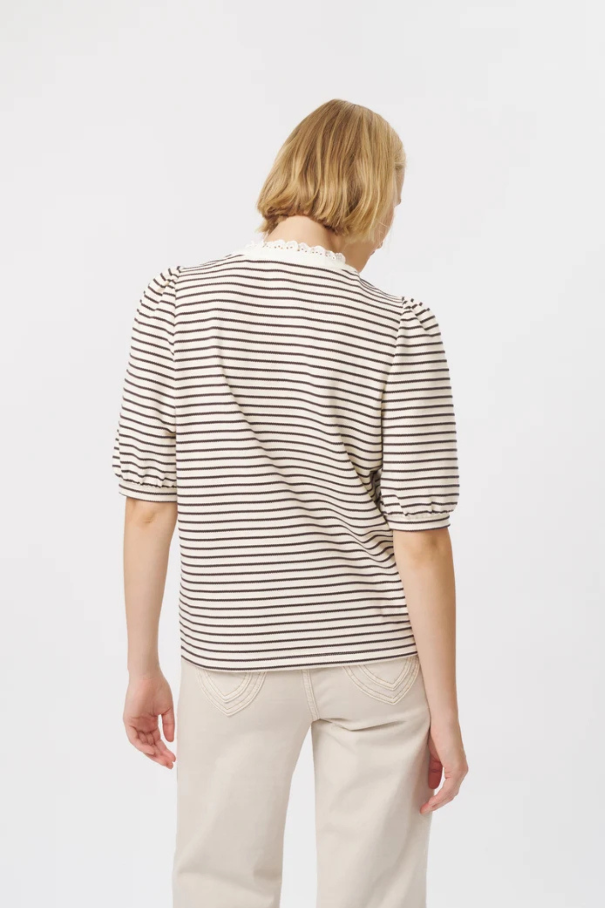 Jacqueline Blouse White Brown Stripe