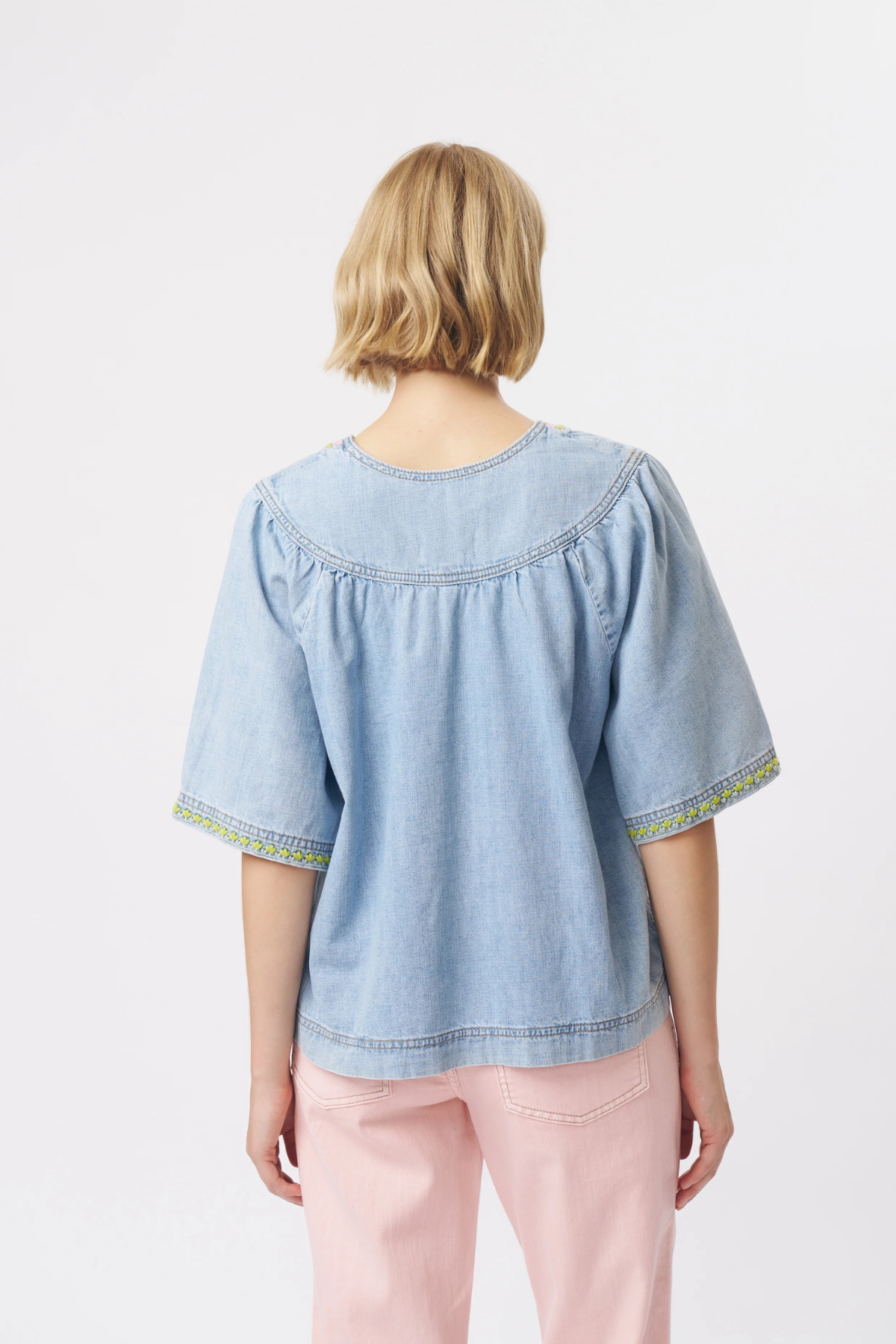 Renee Blouse Sky Blue Embroidery