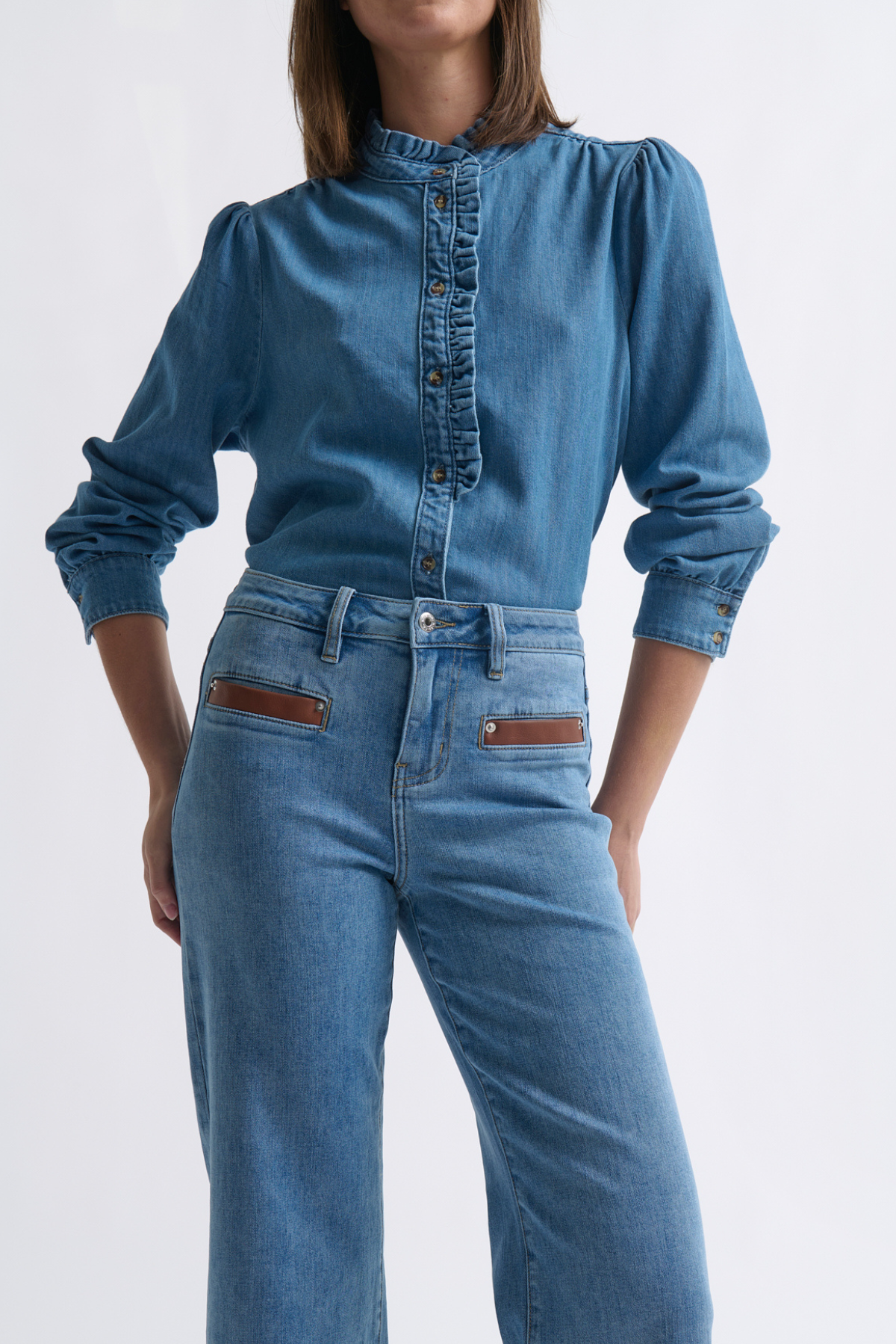 Freya Jean Leather Pocket 70's Blue