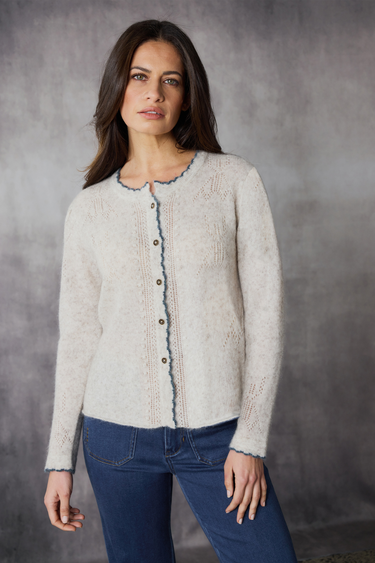 Orchid Cardigan Ice with Trim