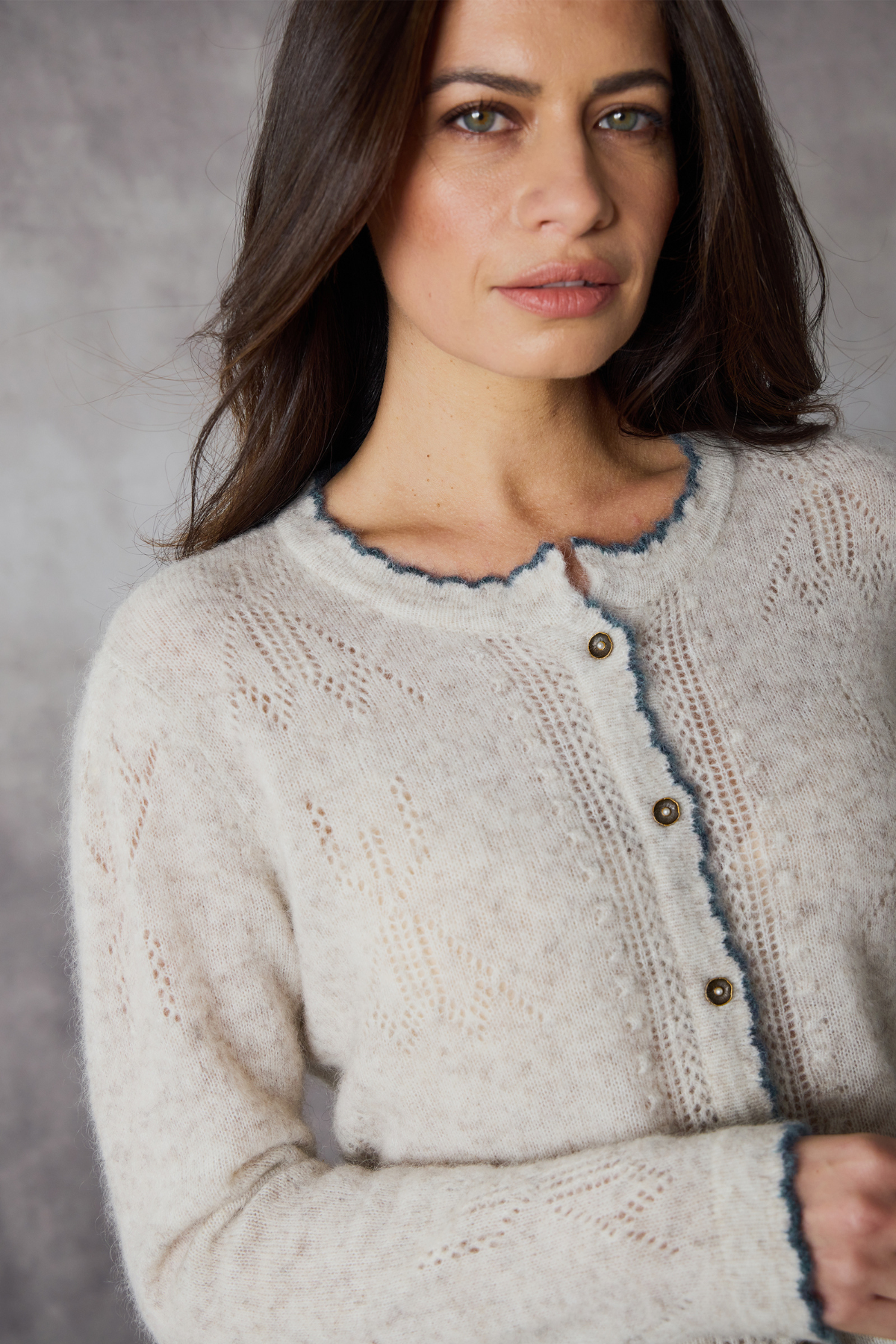 Orchid Cardigan Ice with Trim