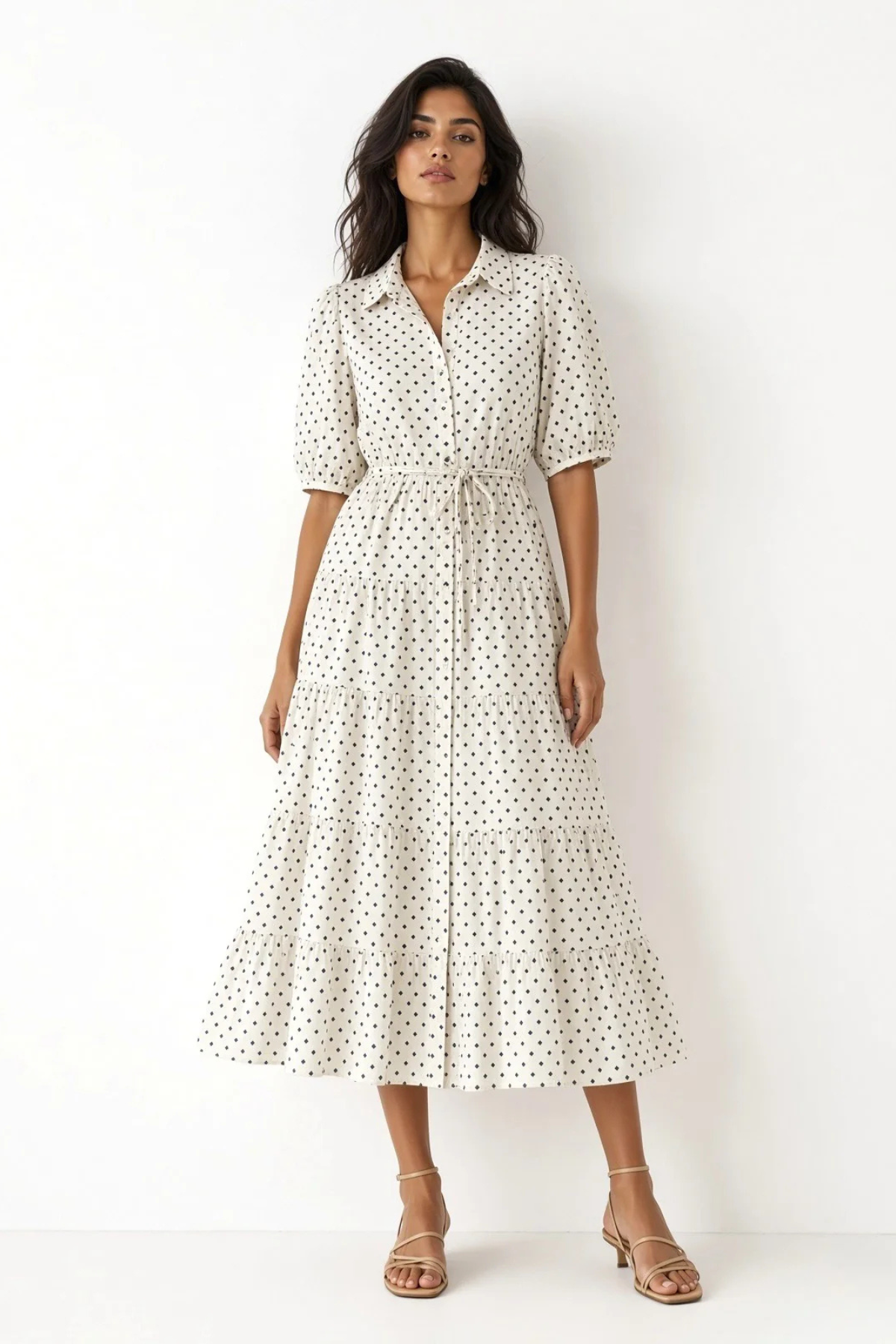 Jane Navy Square Linen Dress