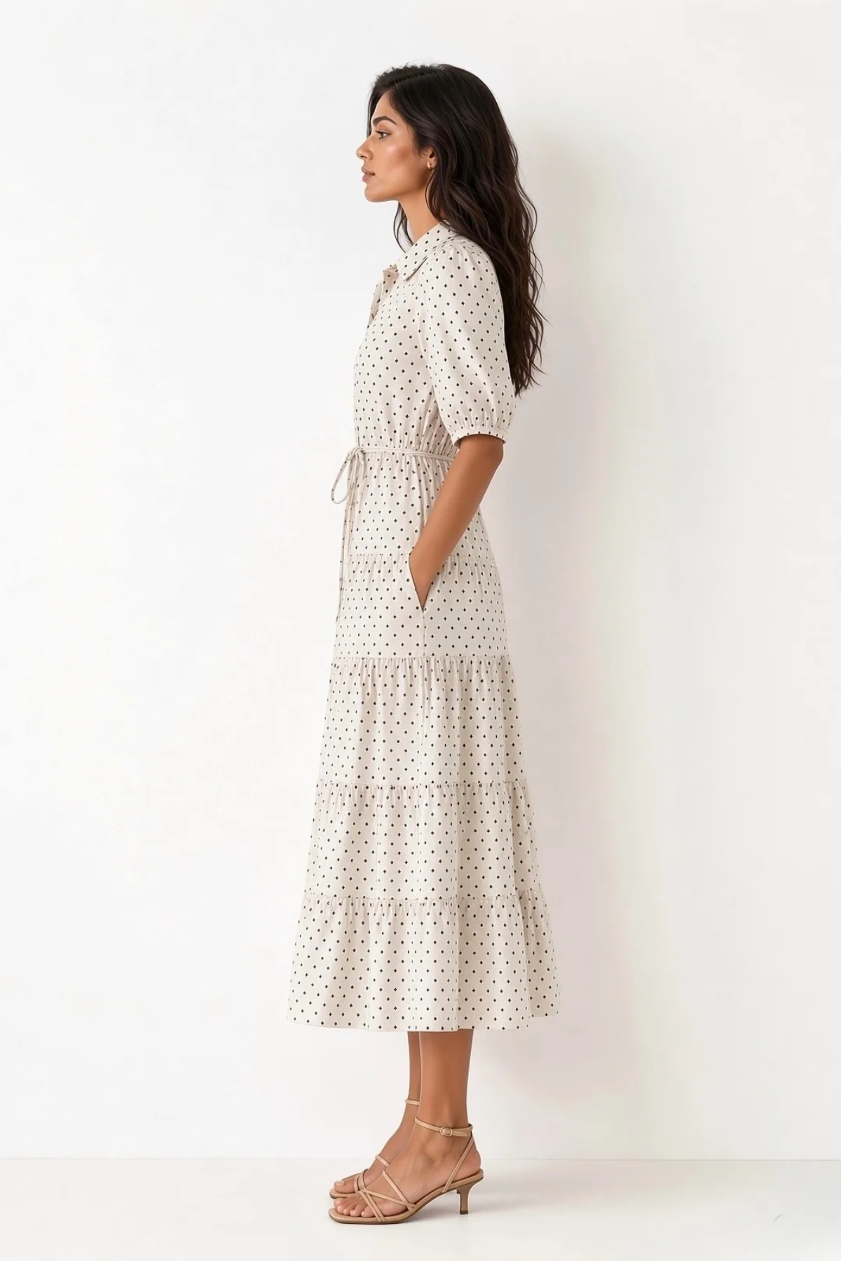 Jane Navy Square Linen Dress