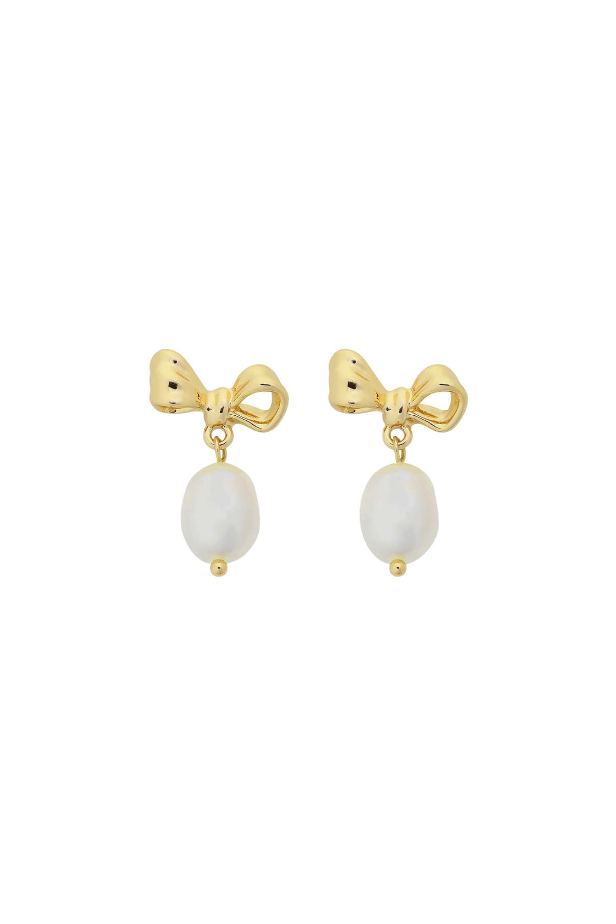 Alice Gold Bow Pearl Earring