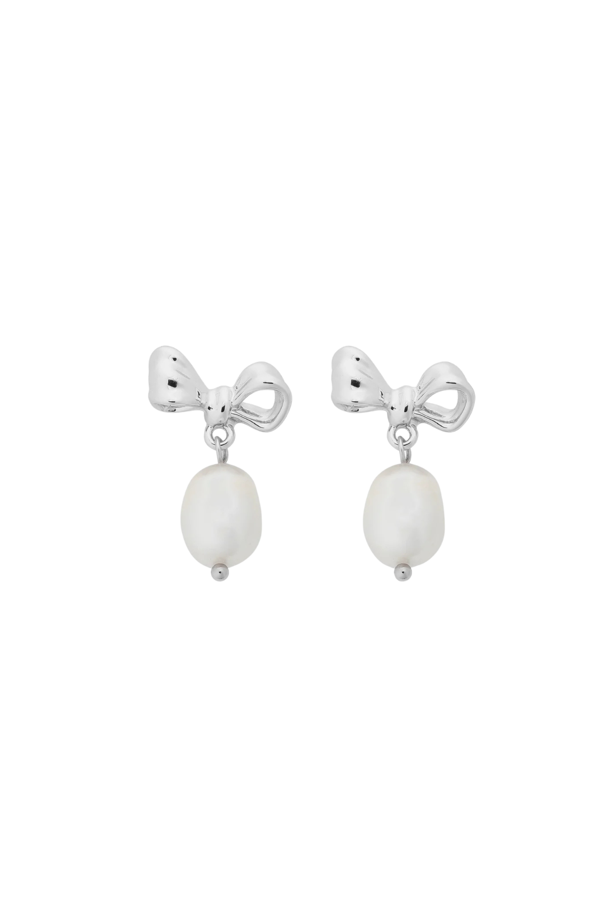 Alice Silver Bow Pearl Earring