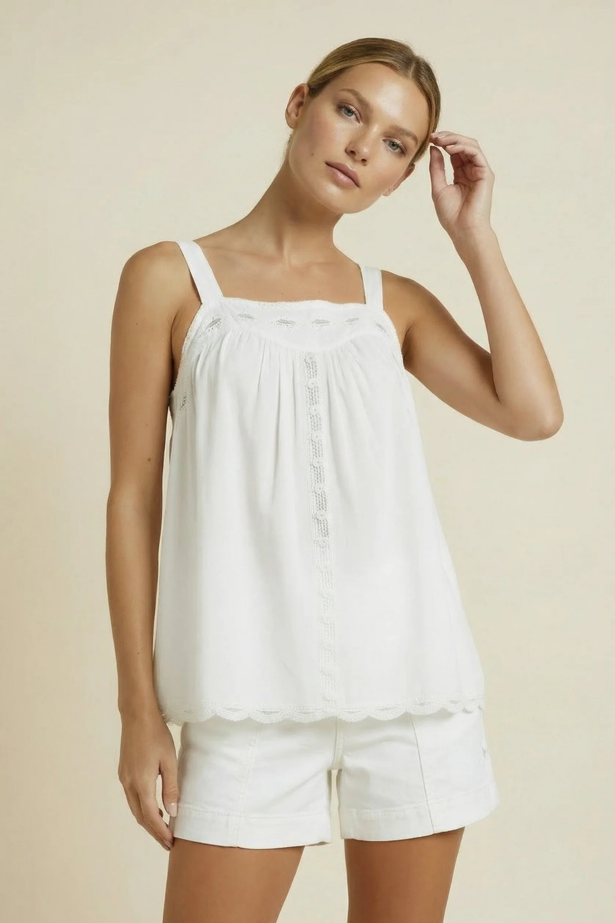 Nina Linen Cami White