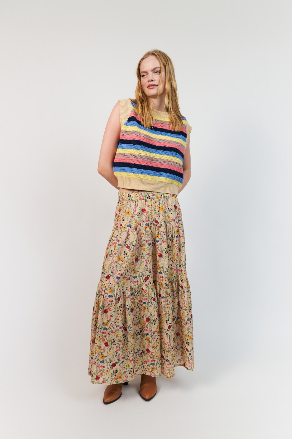 Sunset Maxi Skirt Flower Print
