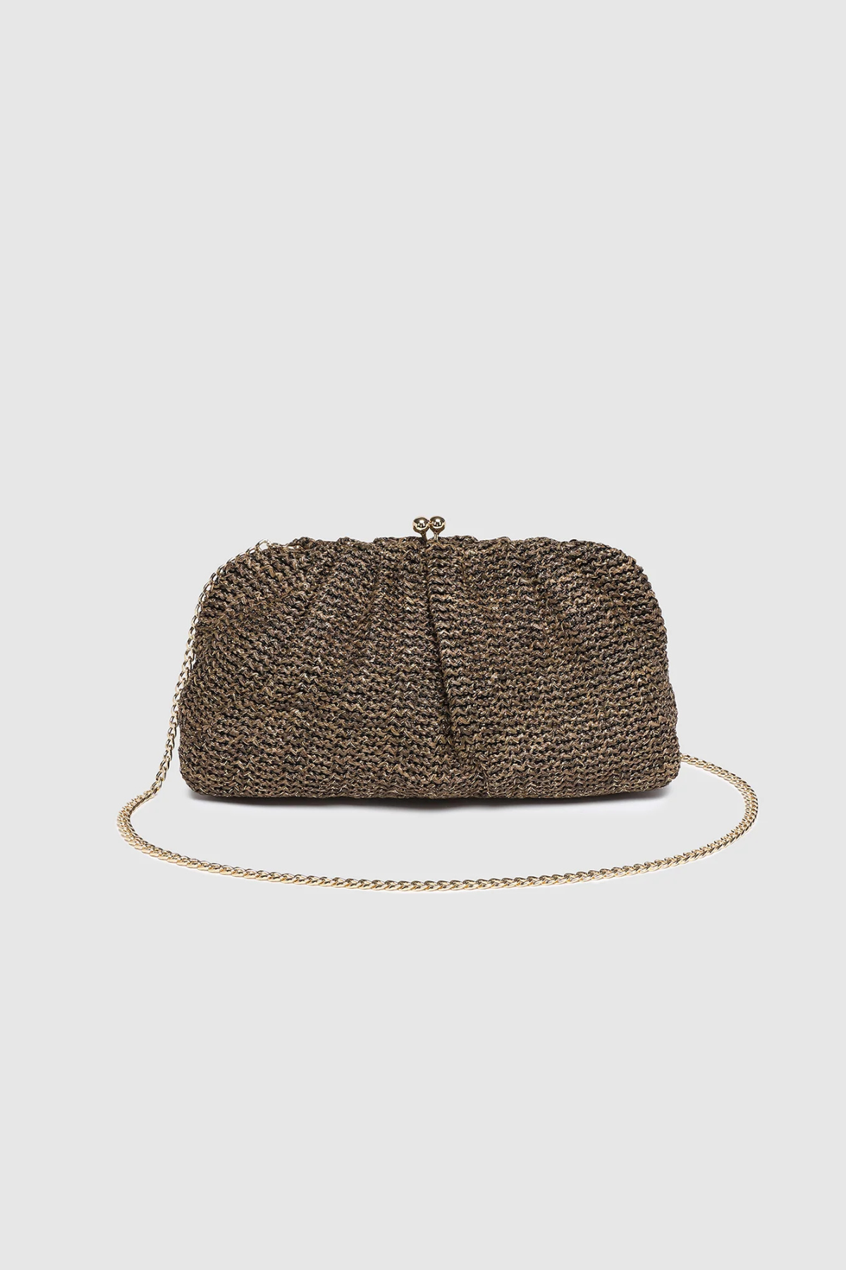 CHOCOLATE BROWN RAFFIA CLUTCH main image 1