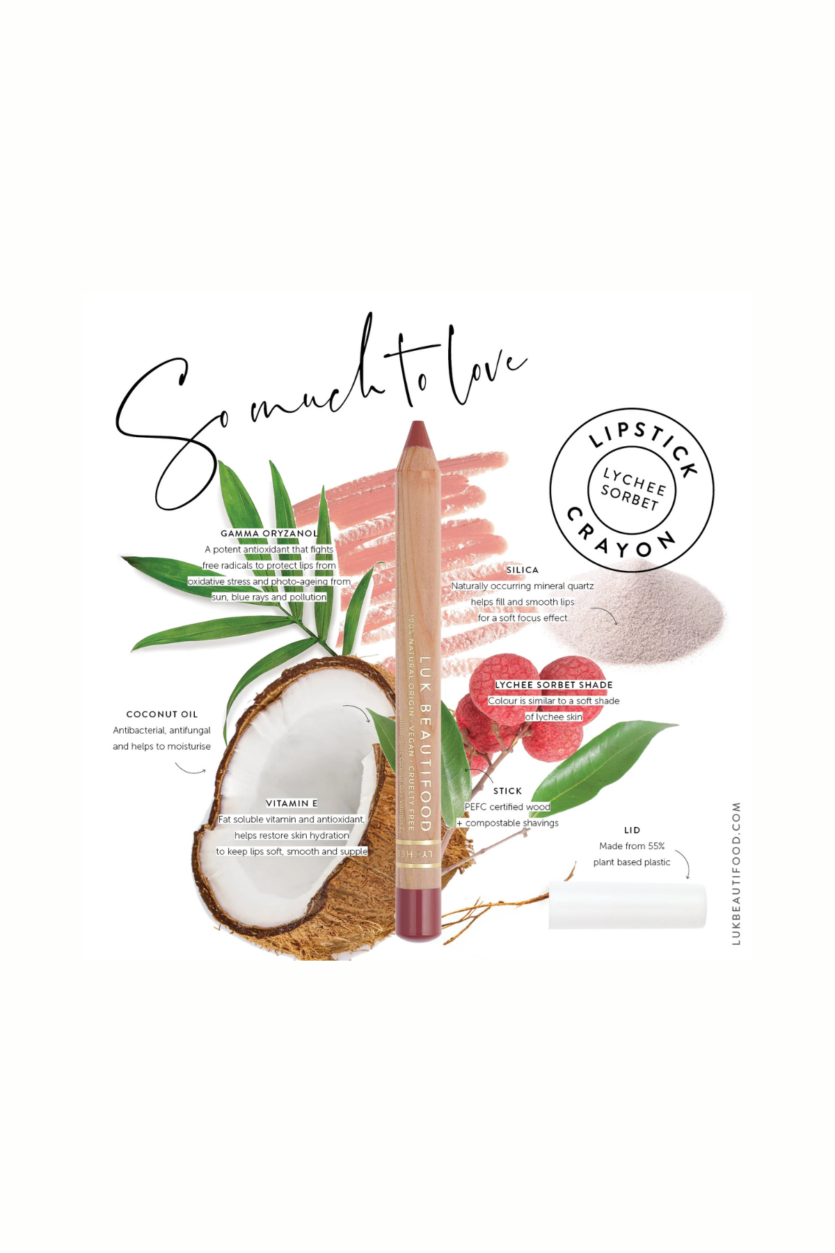 Natural Lipstick Crayon in Lychee Sorbet