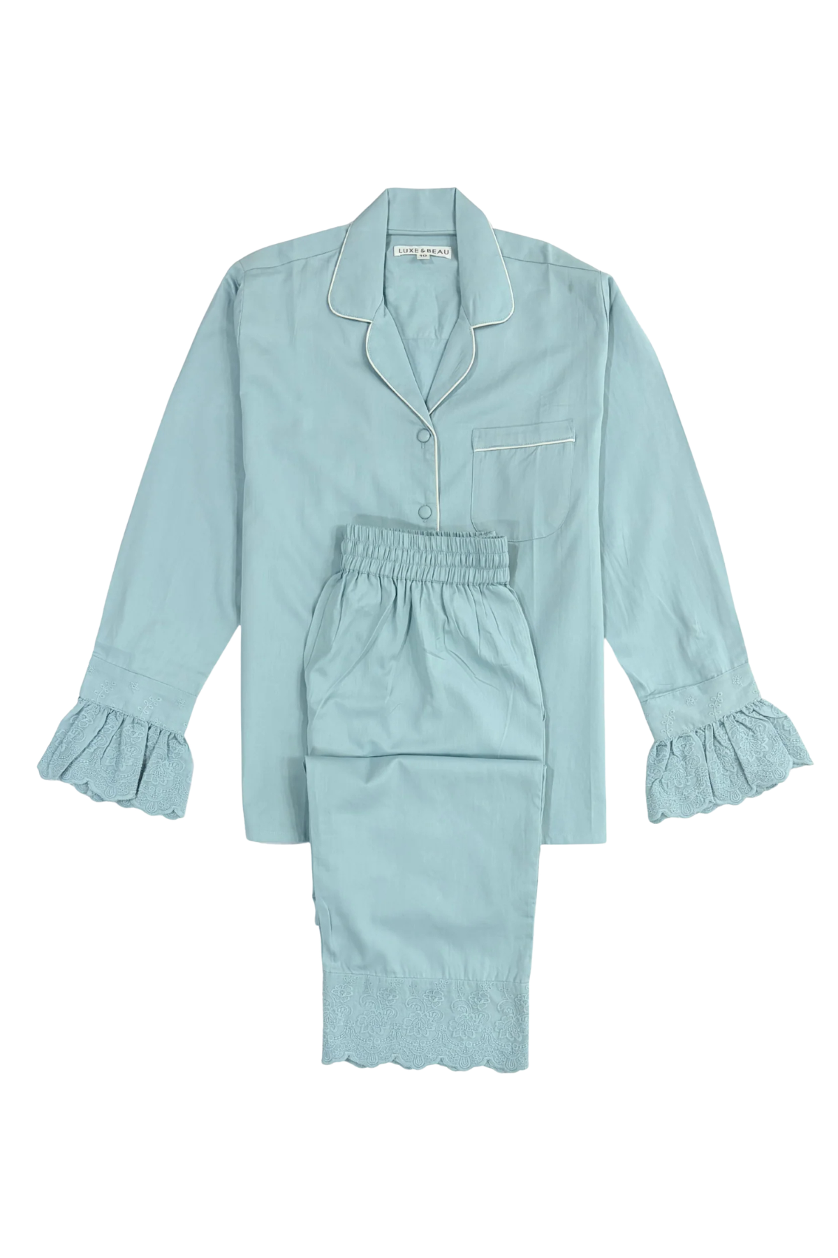 Blue Heirloom Lace Long Sleeve Pyjama Set