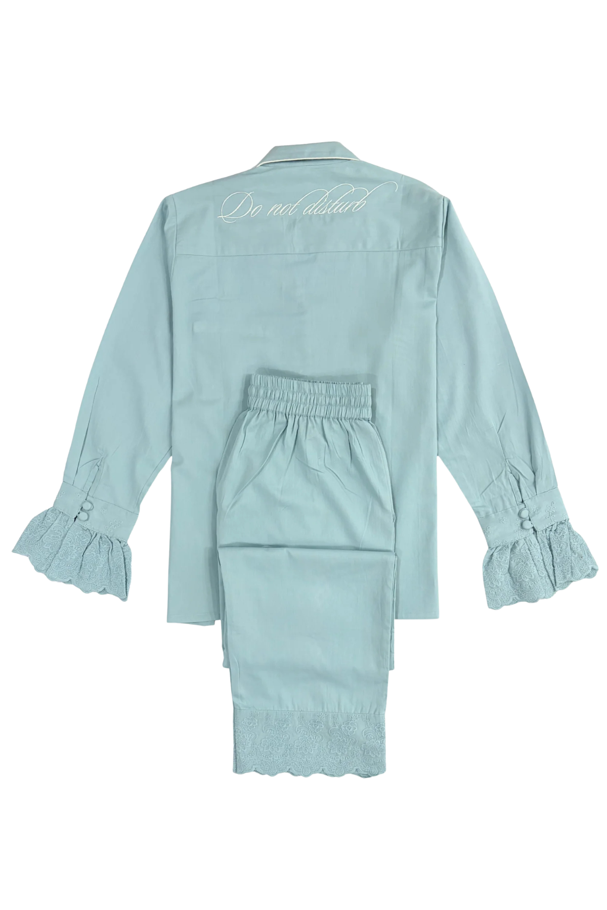 Blue Heirloom Lace Long Sleeve Pyjama Set
