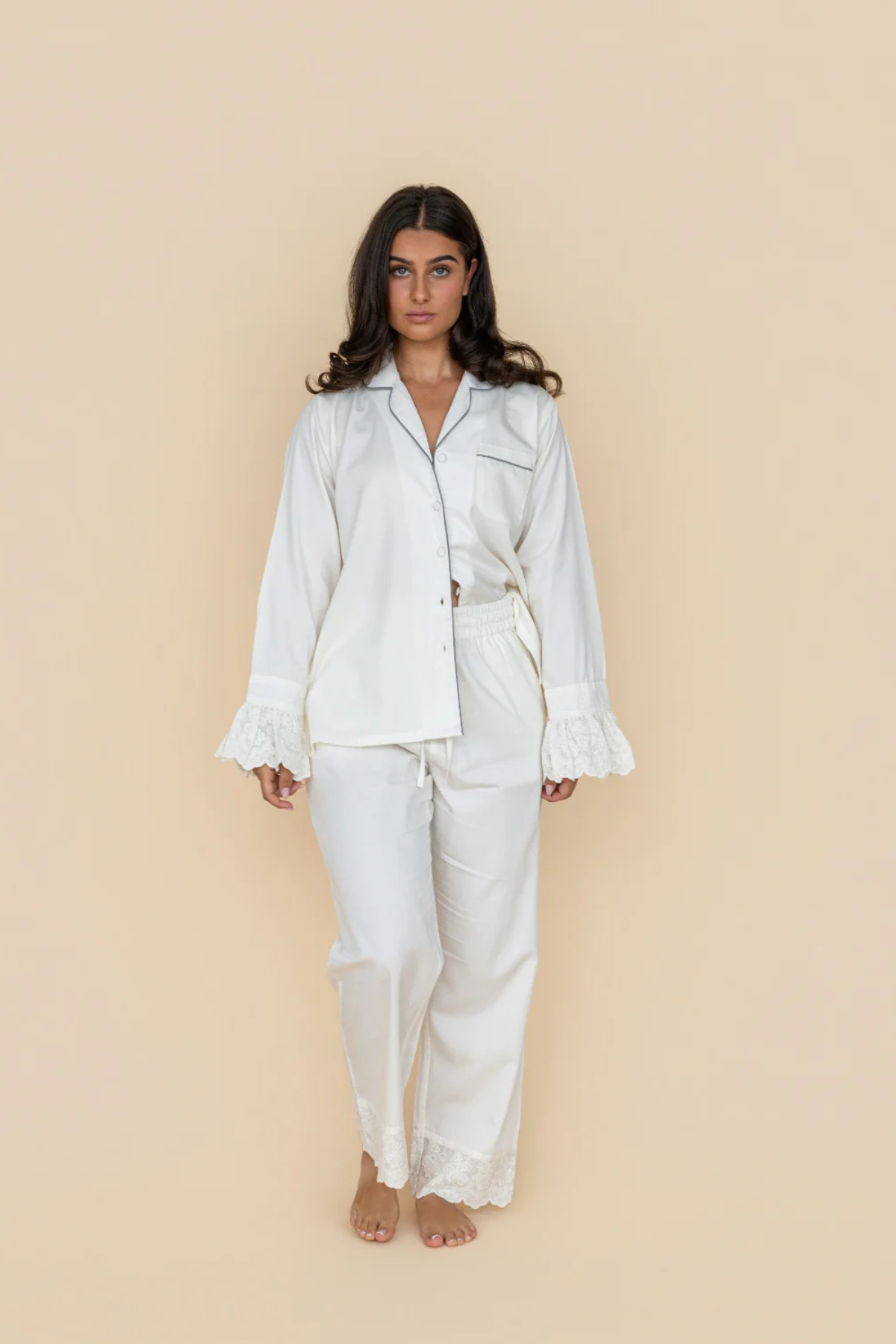 Cloud Dancer Heirloom Lace Long Sleeve Pyjama Set
