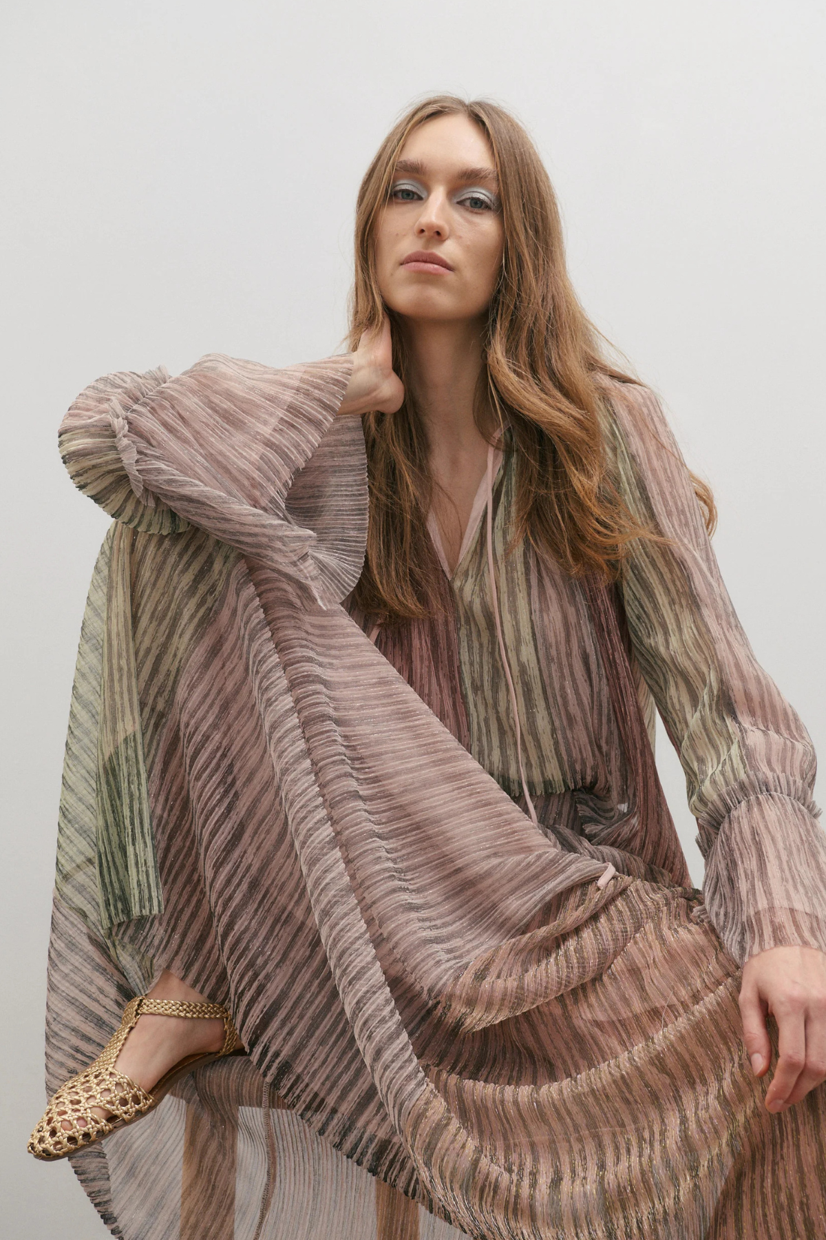 Crystalline Maxi Skirt Shimmering Dawn Light