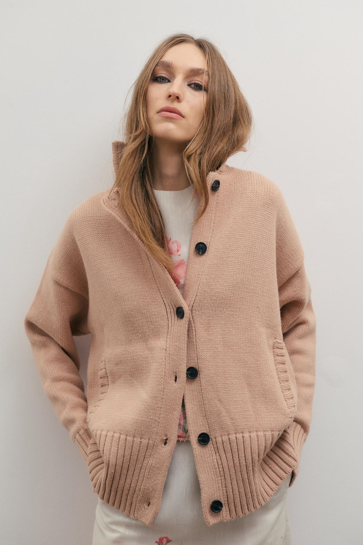 Maevarii Knit Bomber Rose Beige