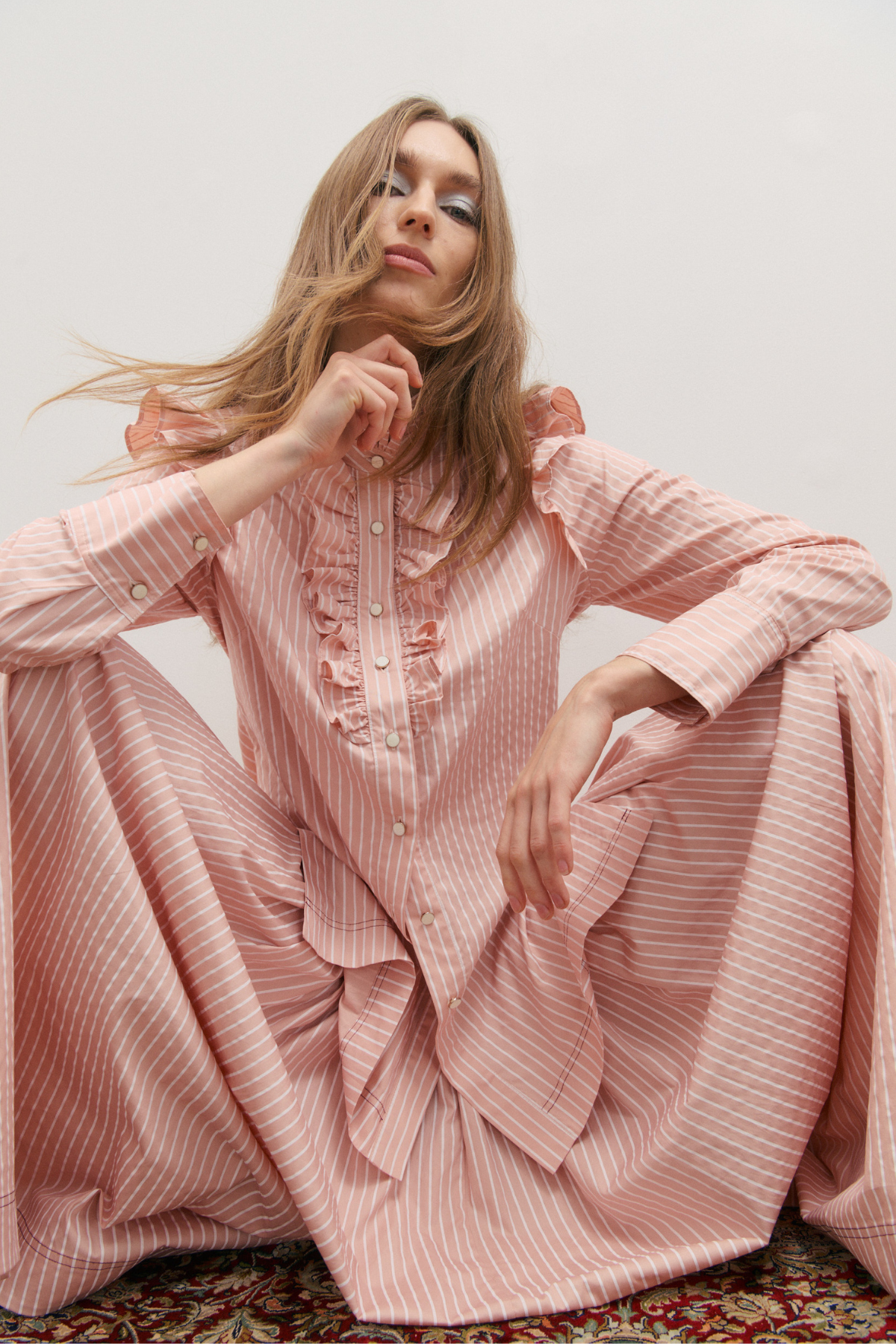 Rue Maxi Skirt Rosewater Ivory Stripe