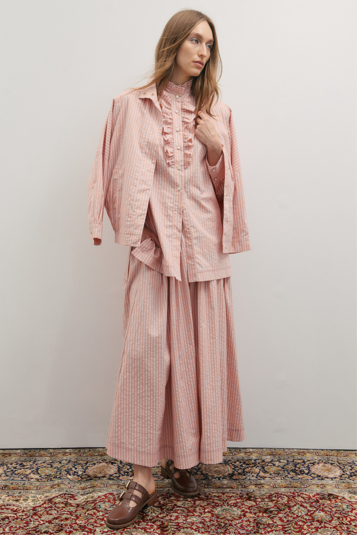 Rue Maxi Skirt Rosewater Ivory Stripe