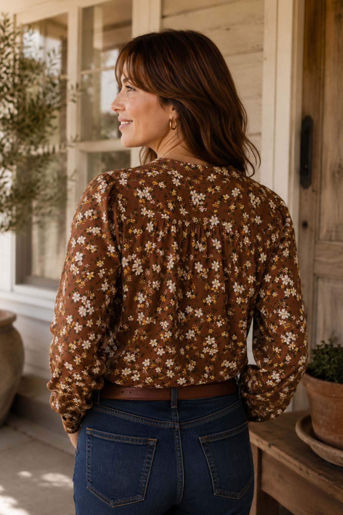 Amy Blouse Chocolate Floral