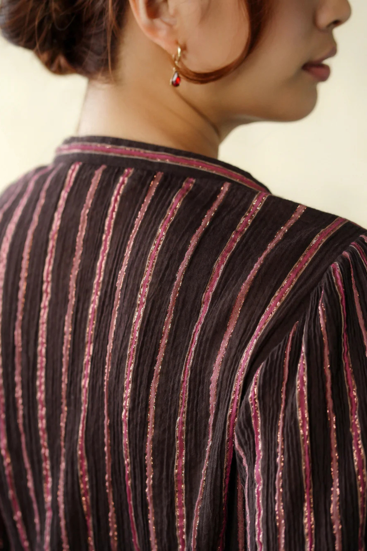 Lurex Stripe Blouse Pink Chocolate