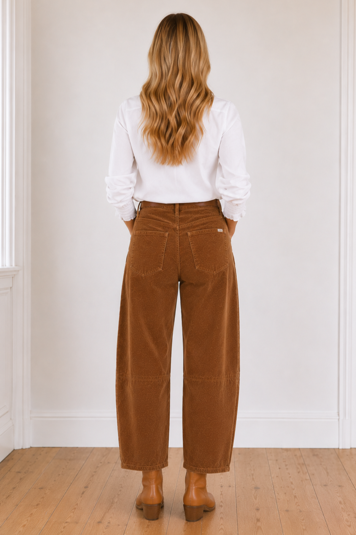 Toni Barrel Cord Jean Tan