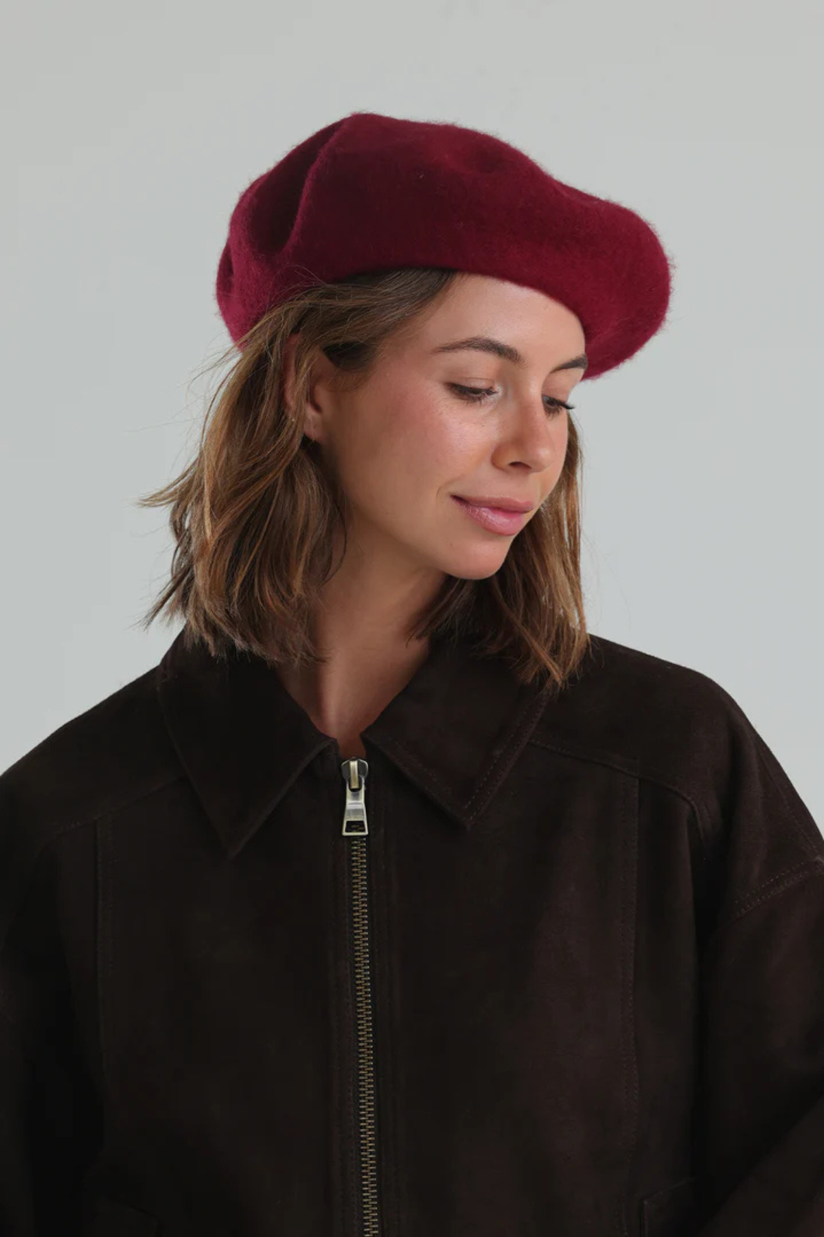 Lisa Wool Beret Burgundy Red