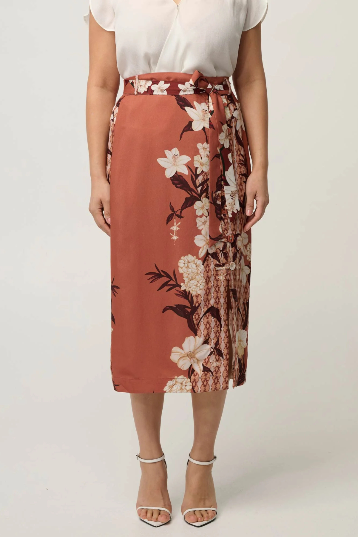 Adria Faille Button Detail Skirt