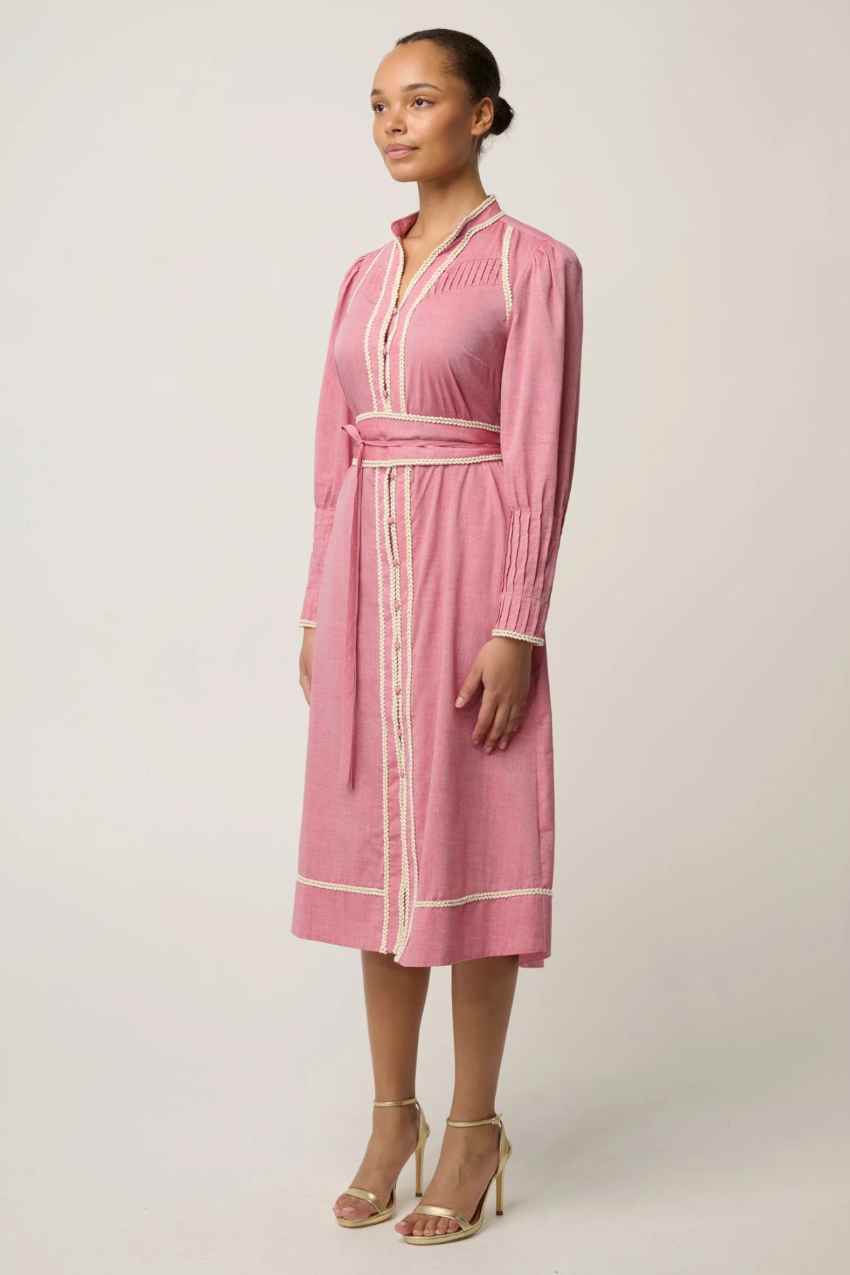 Isla Dress Chambray Trim Detail