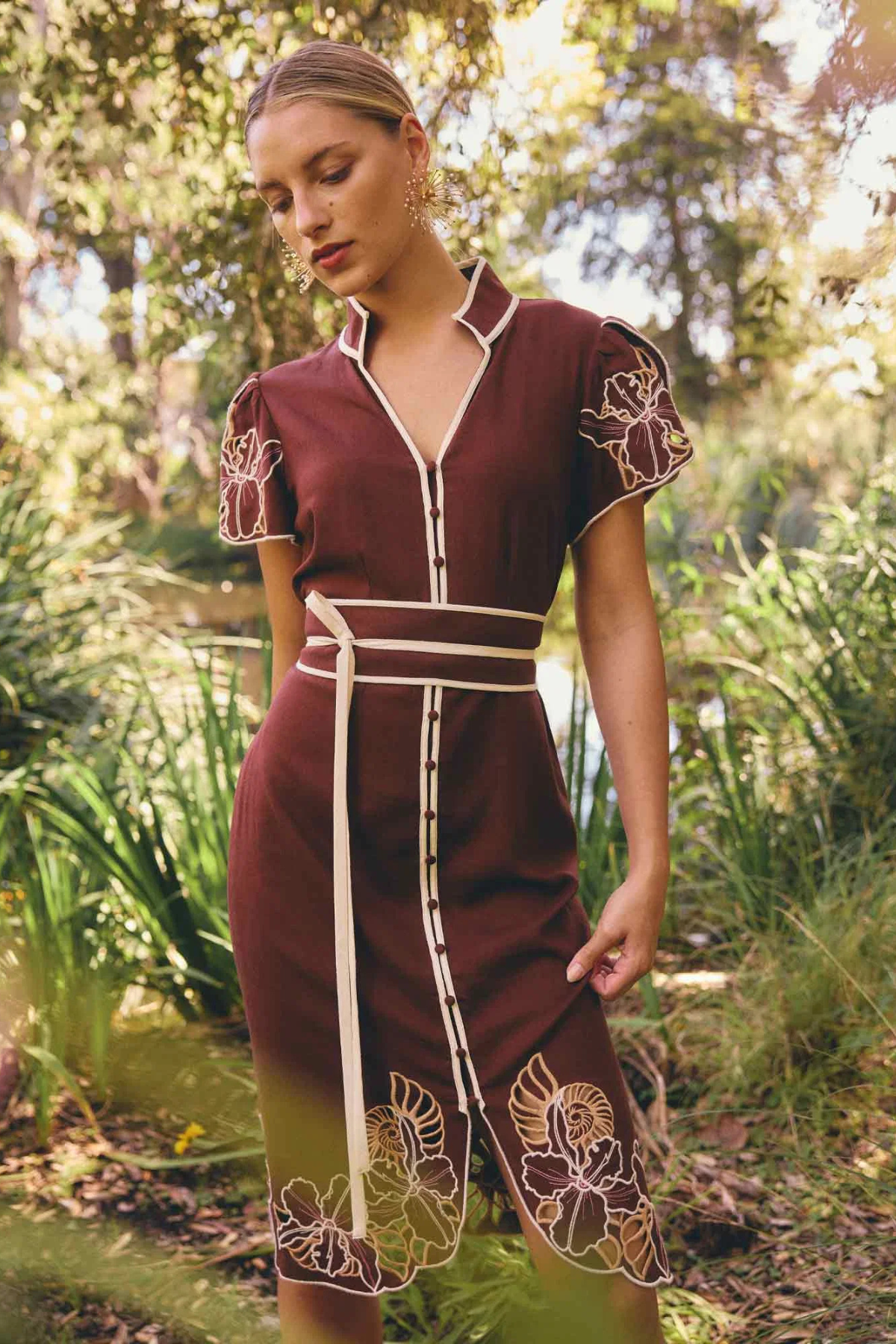 Ivy Linen Embroidery Detail Dress