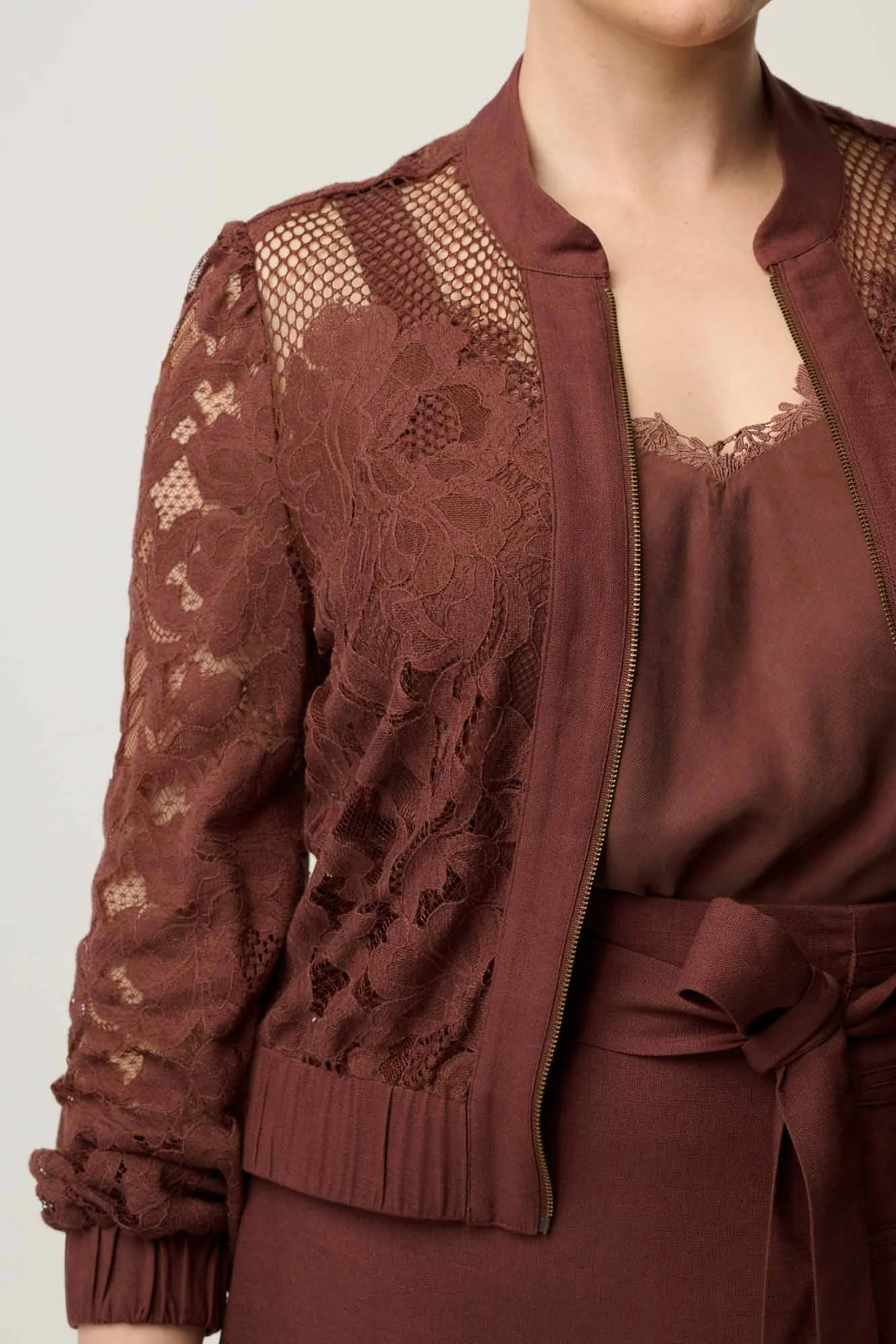 Solene Lace Bomber Rosewood