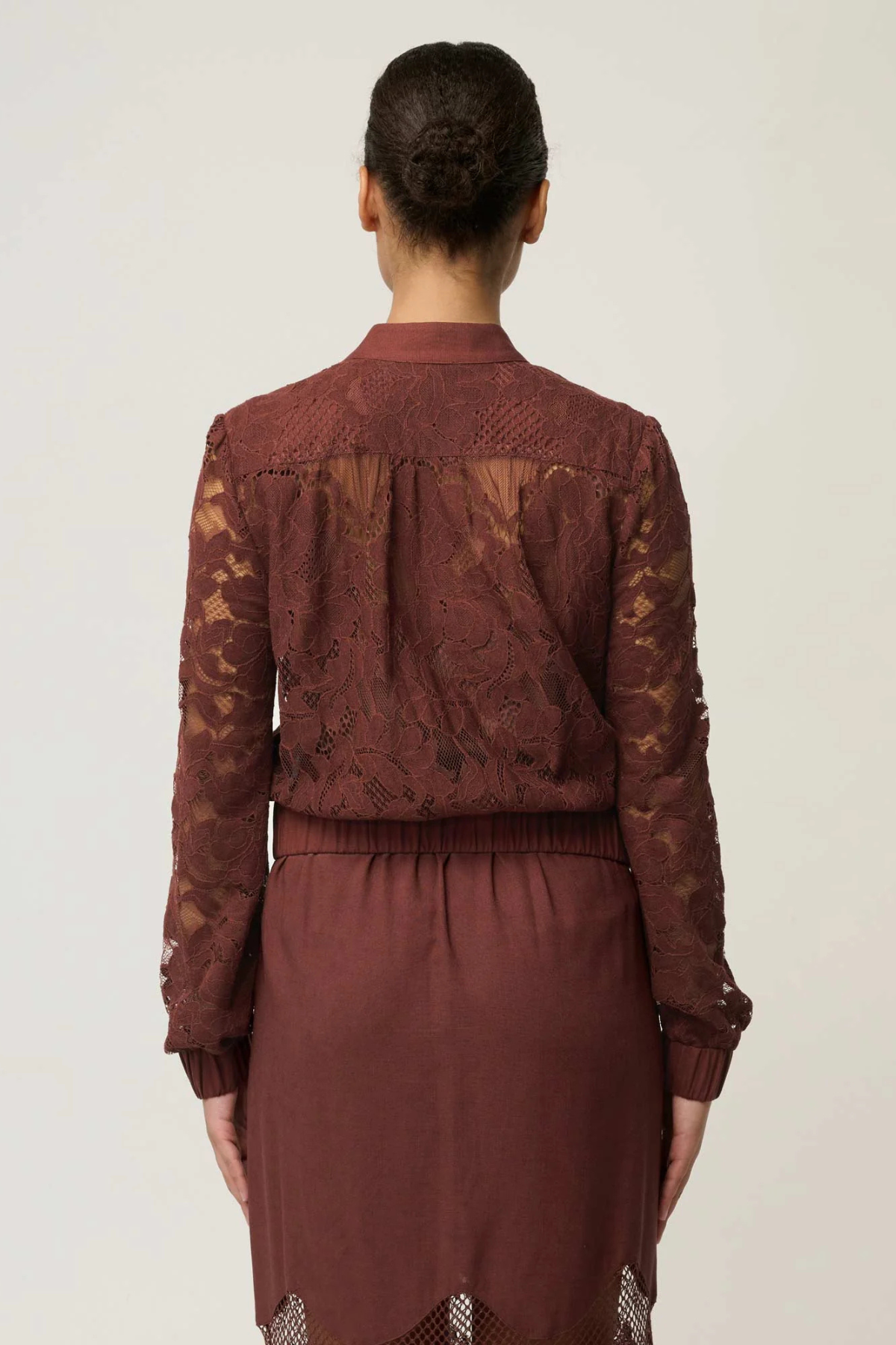 Solene Lace Bomber Rosewood
