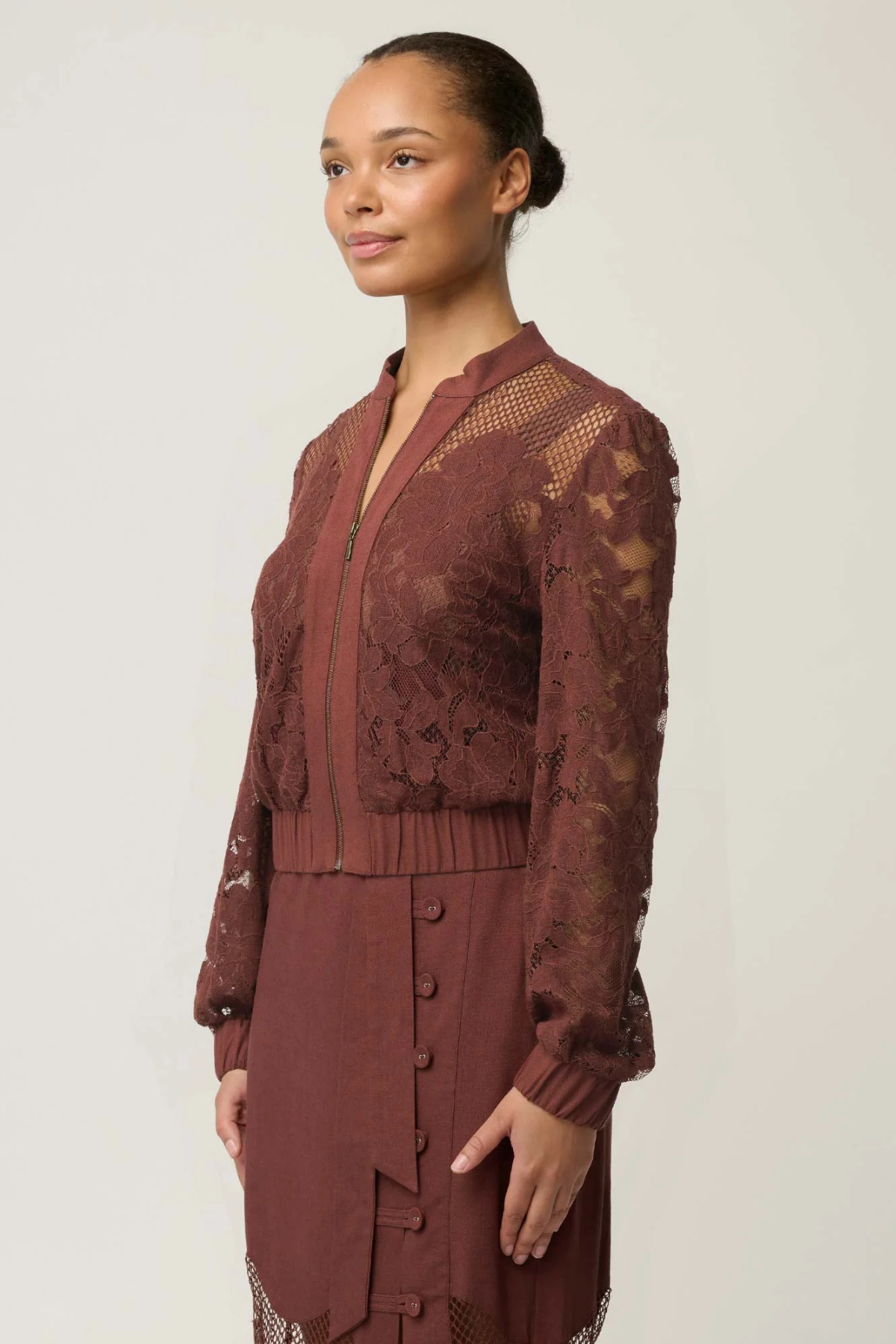 Solene Lace Bomber Rosewood