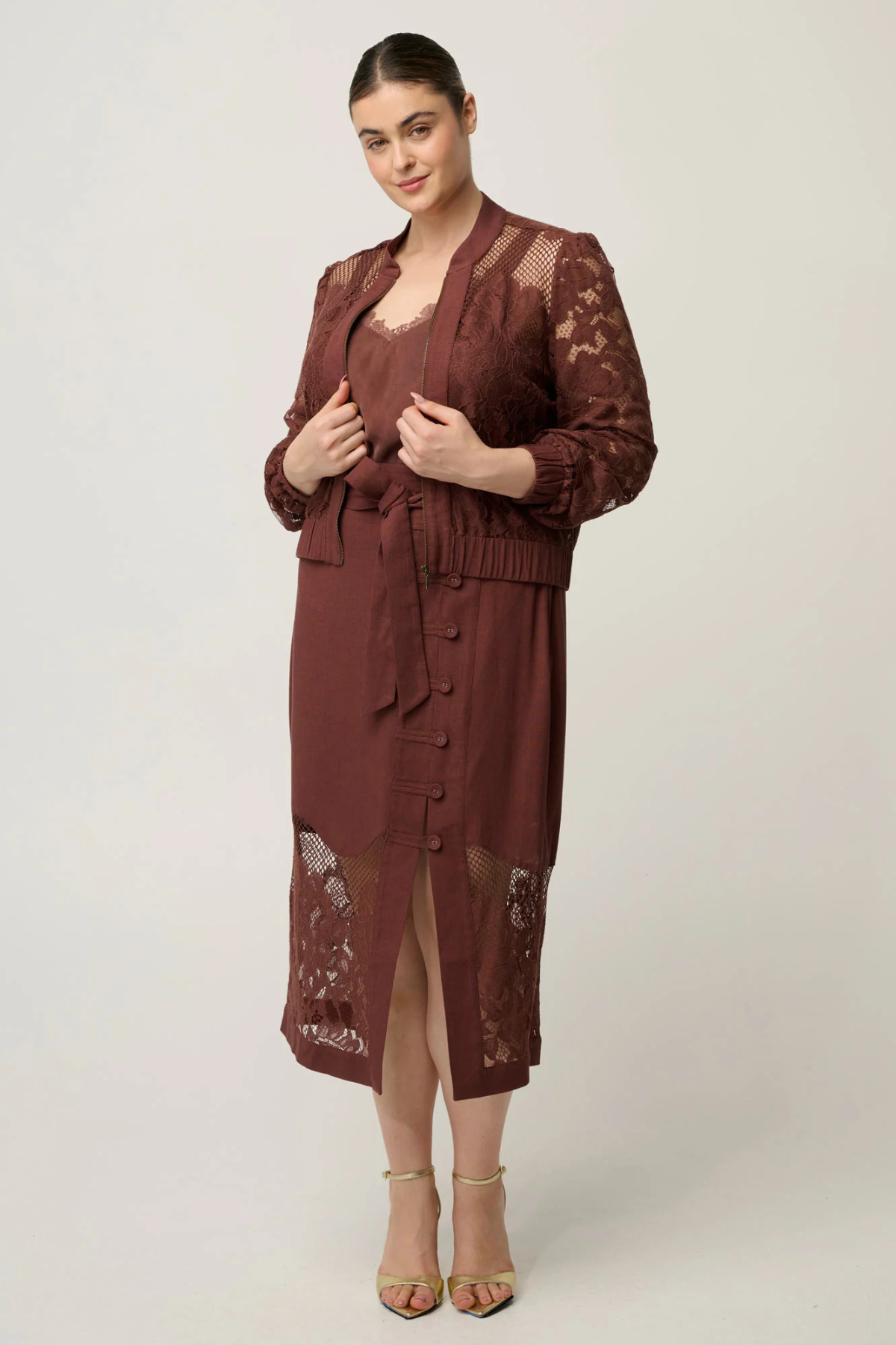 Solene Lace Bomber Rosewood